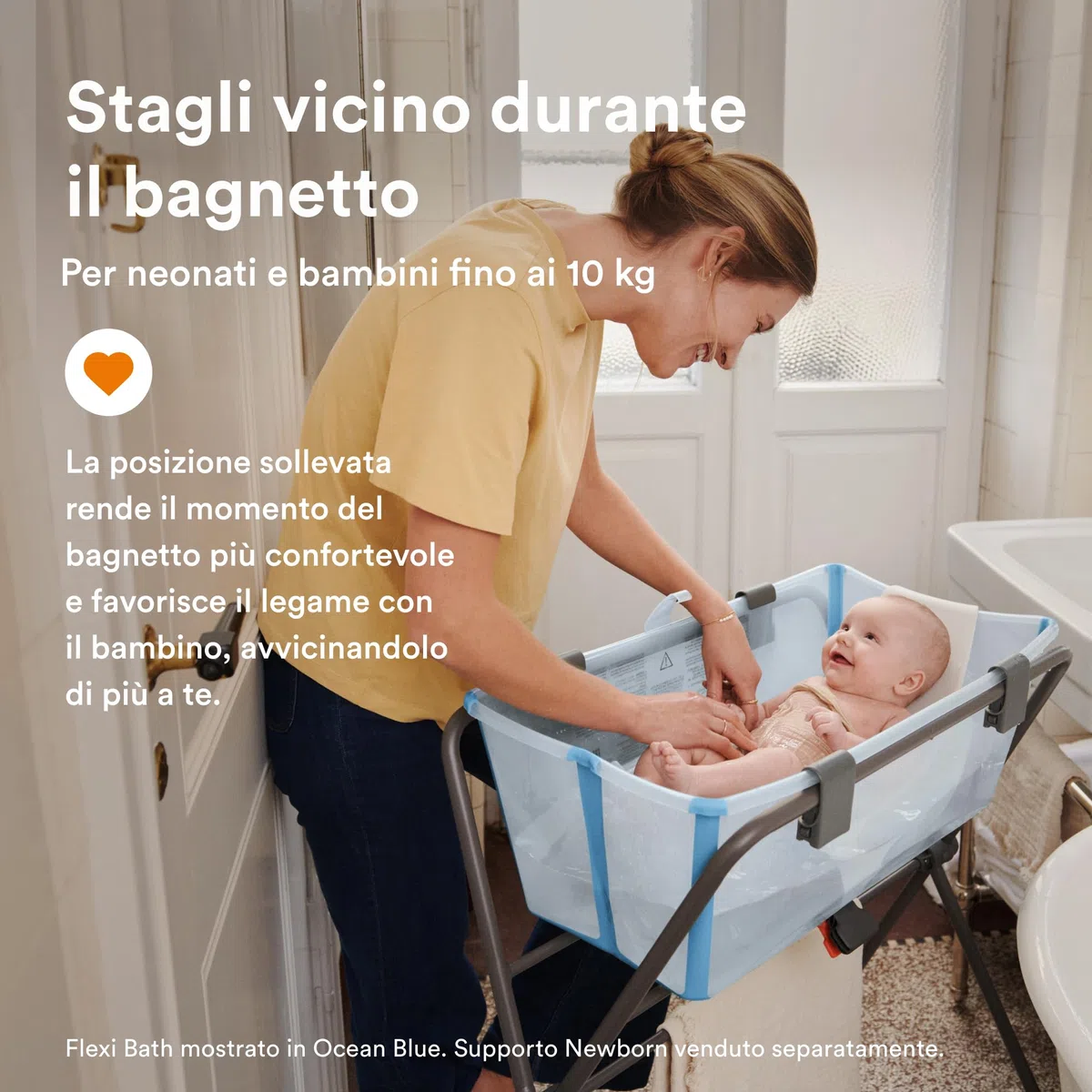Stokke Flexi Bath (Sandy Beige) + Supporto per Flexi Bath - Vaschetta per bambini fino ai 10 kg - Pieghevole, durevole e facile da riporre - Comodo da usare a casa o in viaggio