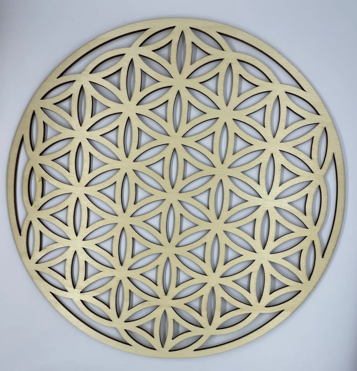 WTD - Quadro da parete per finestra con fiore della vita, in legno, diametro 30 cm (1 pezzo)