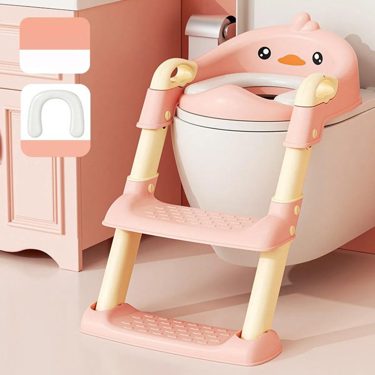 Scaletta per WC, sedile per vasino, sedile pieghevole antiscivolo – scala per WC con sgabello per bambini, comoda consegna per bambini per ragazze