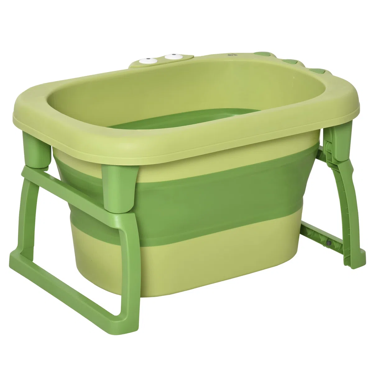 HOMCOM Vaschetta Bagnetto Neonato Pieghevole con Supporto Antiscivolo, Vaschetta da Bagno Portatile per Neonati e Bambini di 0-6 Anni con Foro di Scarico, 75.3x55.4x43cm, Verde
