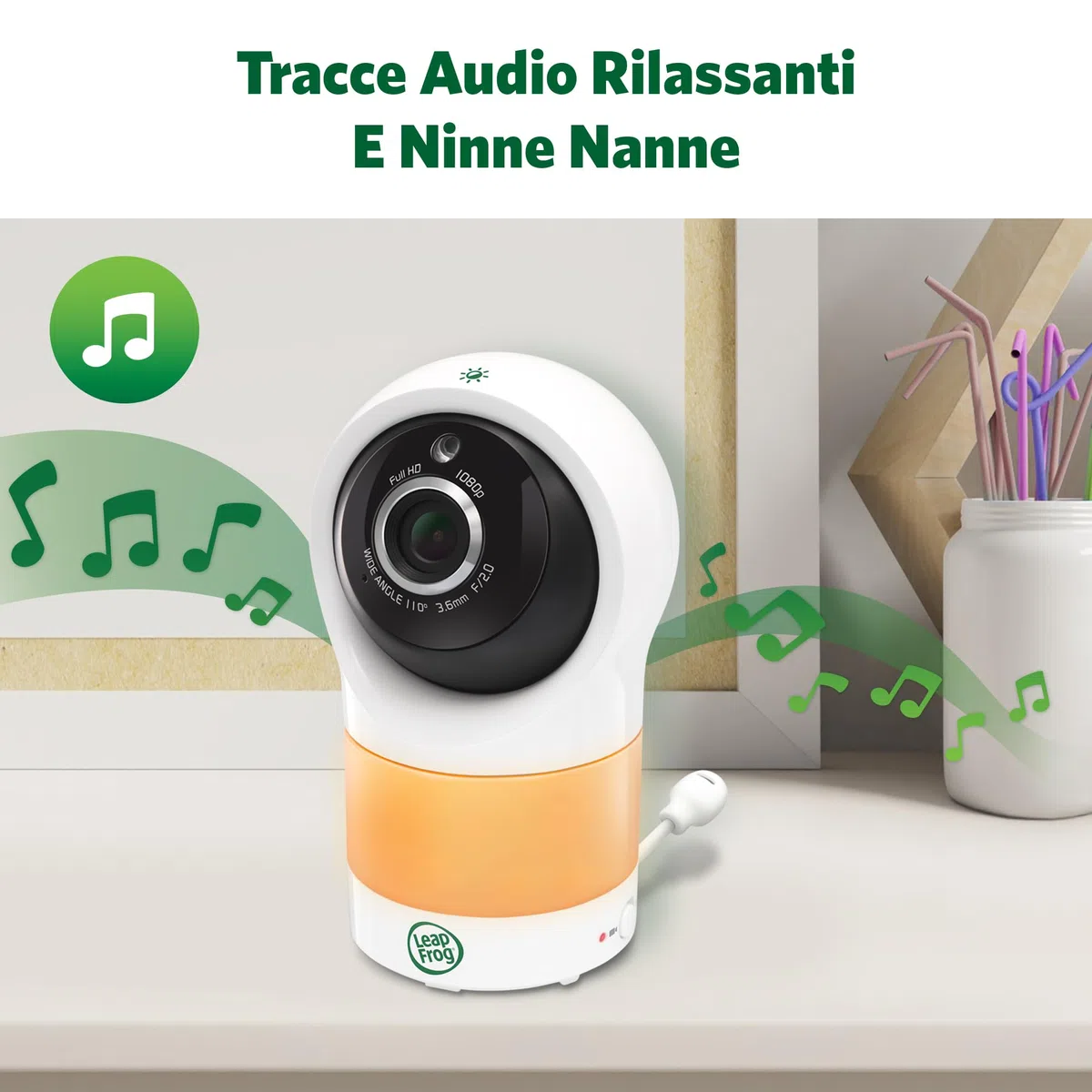 LeapFrog LF1911 Baby Monitor con video in 1080HD,App gratuita con rilevamento del movimento e del rumore,visione notturna a colori,modalità privacy,telecomando dello zoom a inclinazione di rotazione