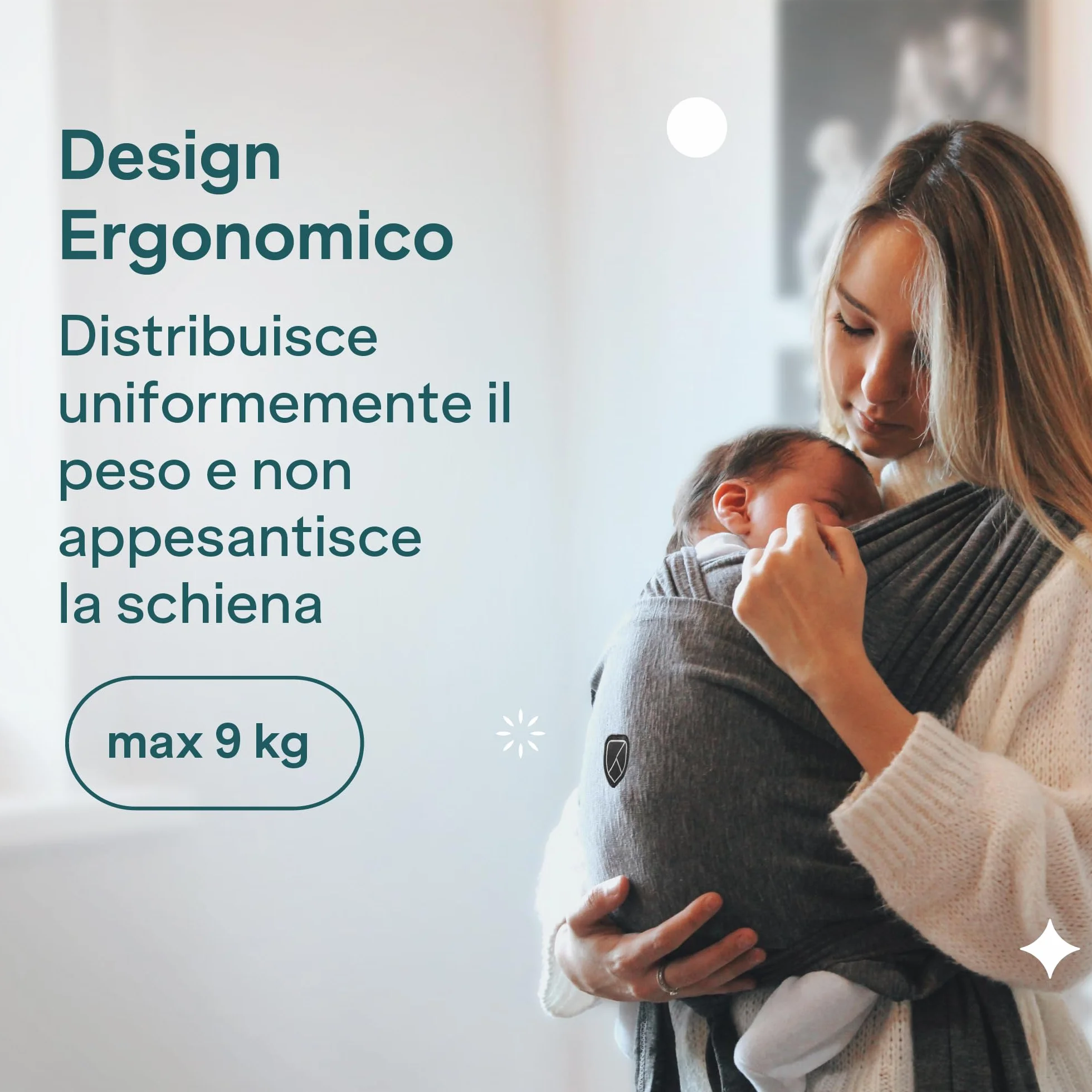 Koala Babycare Fascia Porta Bebe Neonato Regolabile Unisex Marsupio Neonati Multiuso Fino a 9kg Antracite