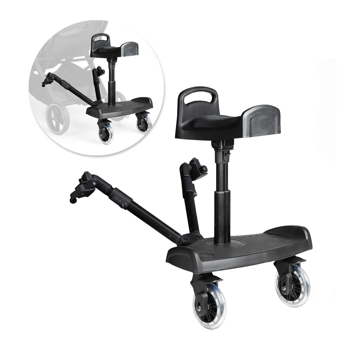 MS BabyWorld – Pedana + Sedile Universale – Pedana con seduta imbottita | Altezza regolabile | Base antiscivolo | Cinghia di trasporto | Fino a 25 kg