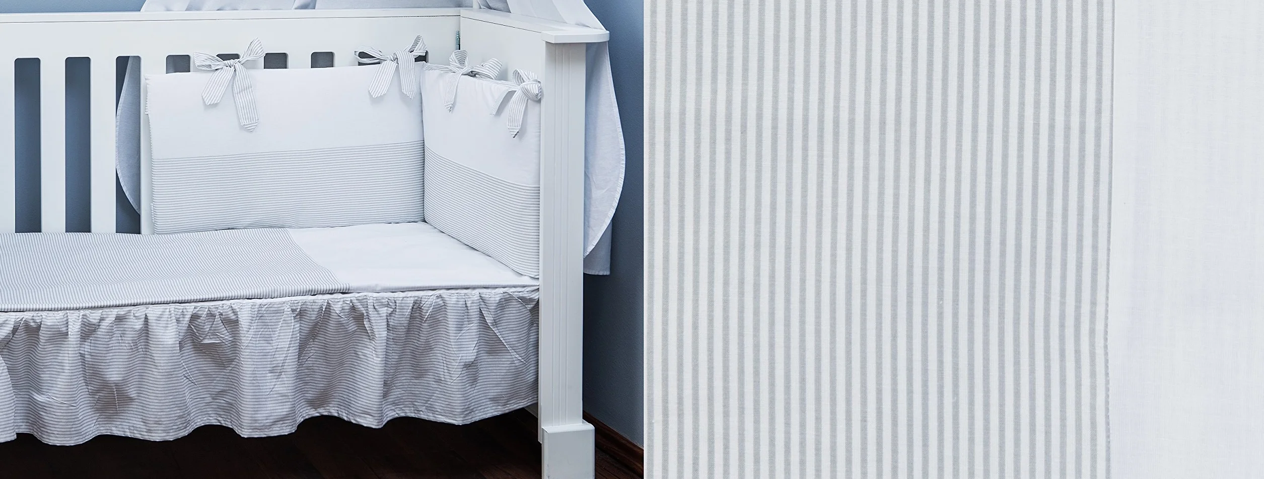 Copripiumino lettino 60x120cm + Federa Cuscino - 100% Cotone - Mis - 90x120cm, 30x60cm - Vizaro - Linee Grigie