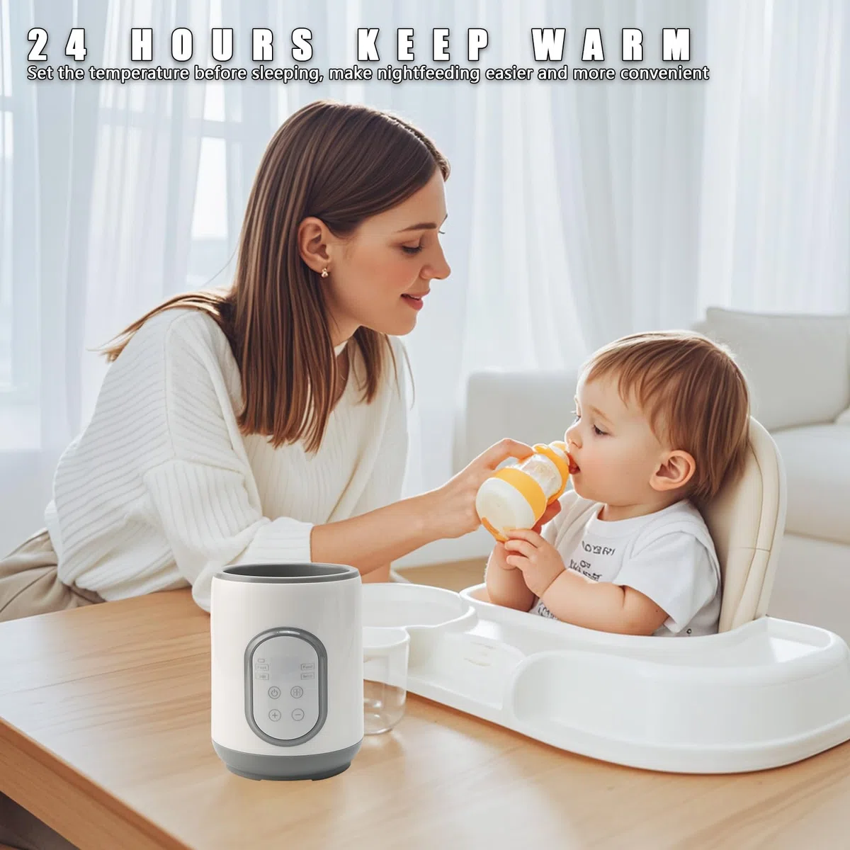 Scaldabiberon 8 in 1 veloce per bambini, scalda biberon portatile con timer e spegnimento automatico, riscaldamento rapido e scongelamento materno