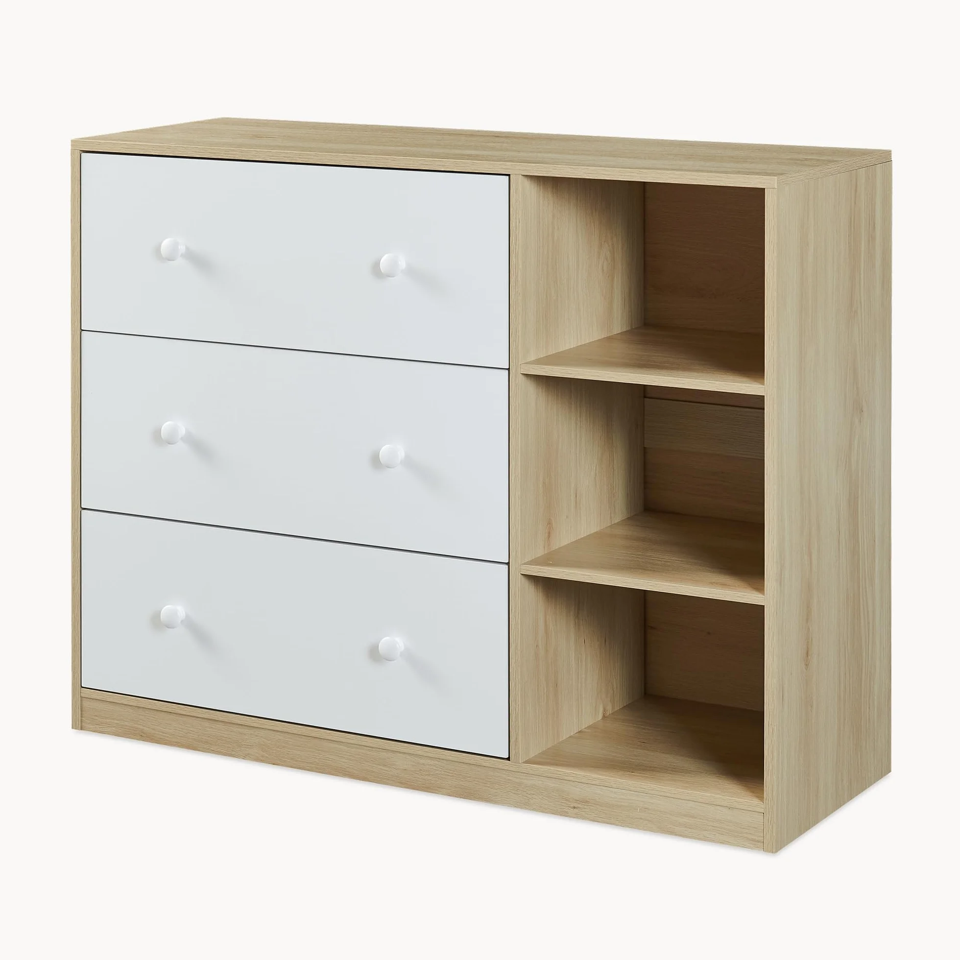 Cassettiera con Piano Fasciatoio Rimovibile 3 Cassetti 93x110x55 cm Effetto Rovere/Bianco