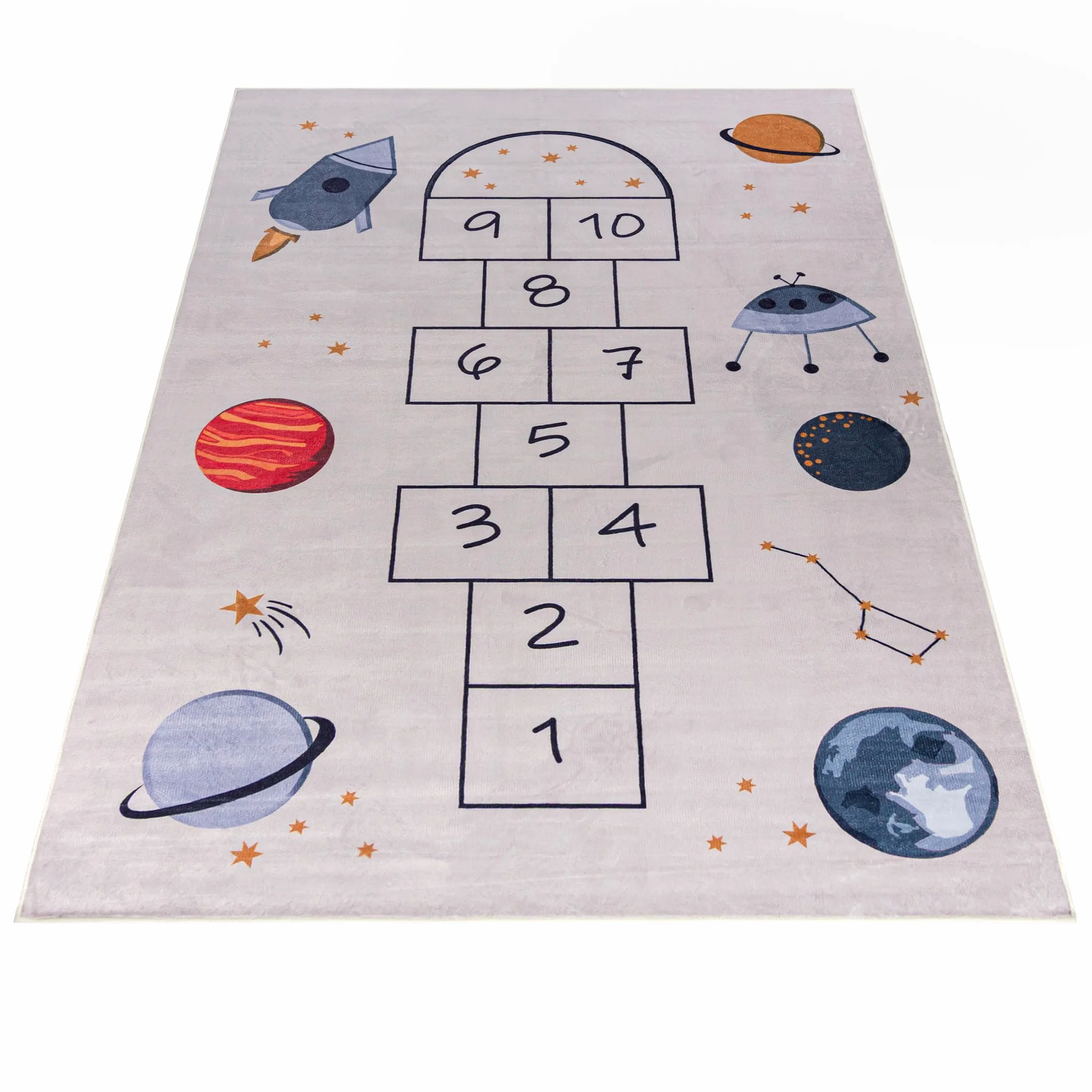 Mazovia Tappeti Beige Infantile Campana,Cosmo - Camera dei bambini - Pile Corto Rettangolo Certificato OEKO-TEX® Colorato - Crema - 160 x 230 cm
