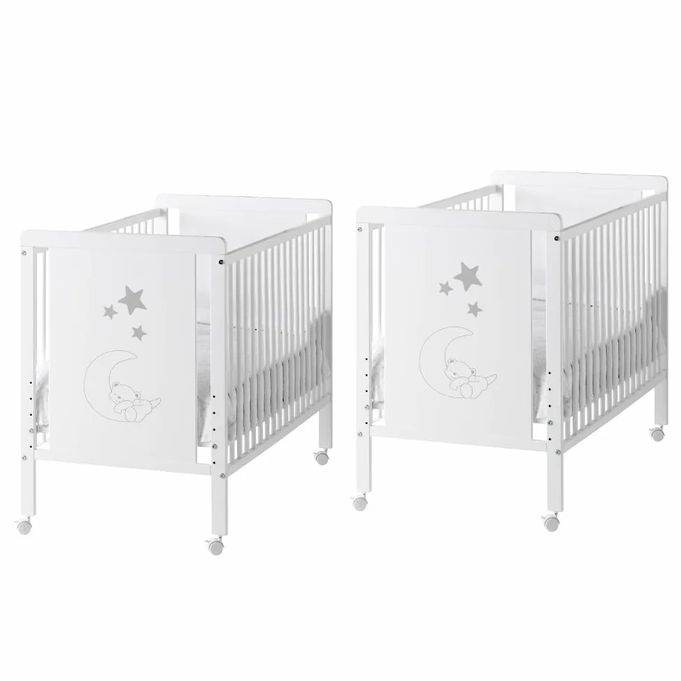 Culla gemellare + kit gemellare per dormire insieme. 240x120 bianco