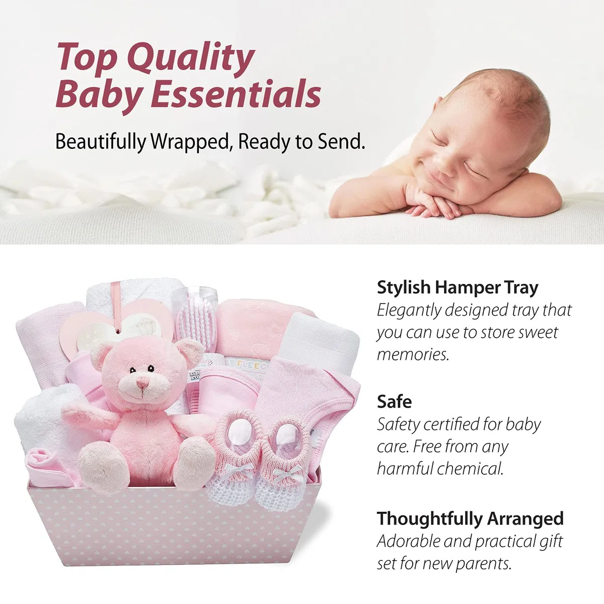 Baby Box Shop Set Regalo Neonato Femmina 17 Pezzi, Regali Nascita Bimba, Set Regalo Neonata, Rosa