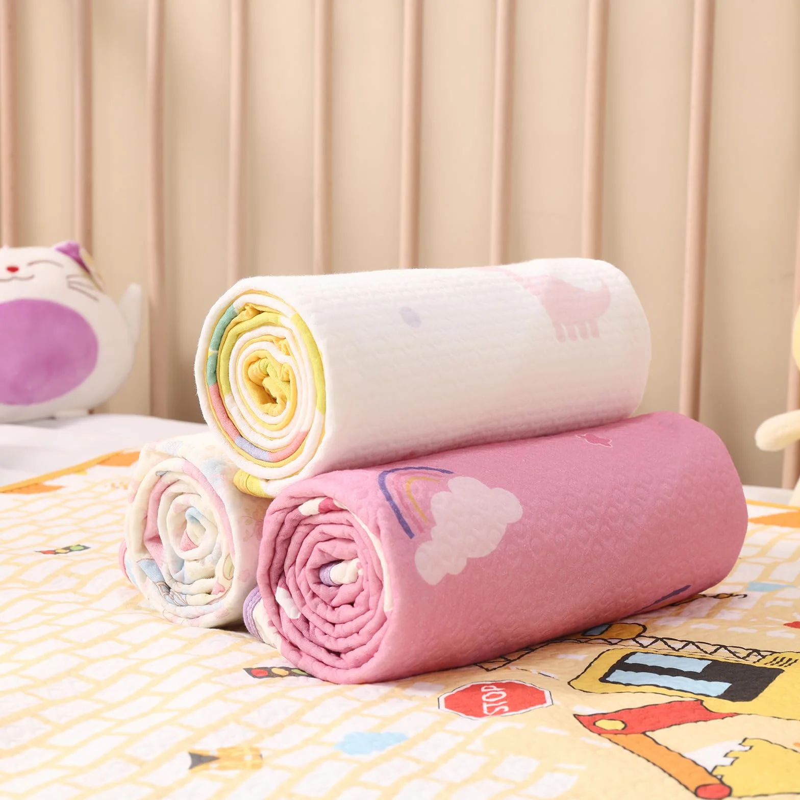 Landofgenie Impermeabile Changing Pad 80 x 120 CM Lavabile Riutilizzabile Oversized Adult Changing Pad - Mucca fragola