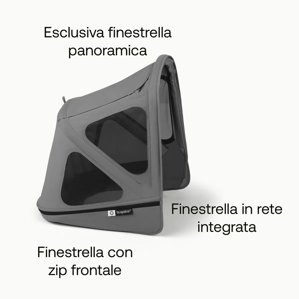 Bugaboo Donkey Cappottina Breezy, Estensibile per una maggiore copertura e una Protezione Solare ottimale, Resistente all'Acqua, Compatibile Con Tutti i Passeggini Donkey, Moon Grey