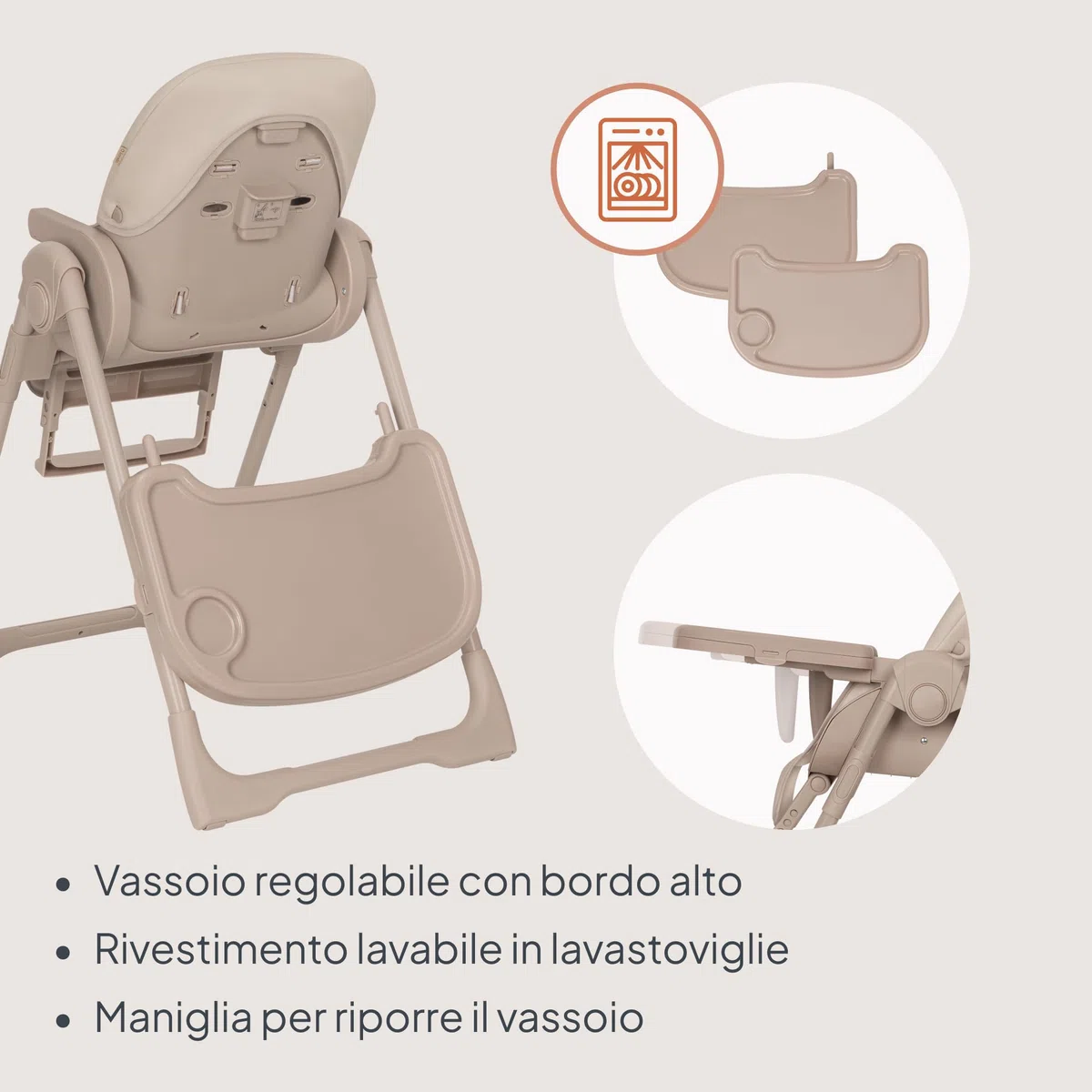 Lionelo Linn Plus Seggiolone Pappa Regolabile 2in1 Fino a 15 kg, Sedia con Funzione Sdraietta Dalla Nascita, Pieghevole, Ruote, Regolazione con una Mano, 6 Altezze, 3 Posizioni, Vassoio Lavastoviglie
