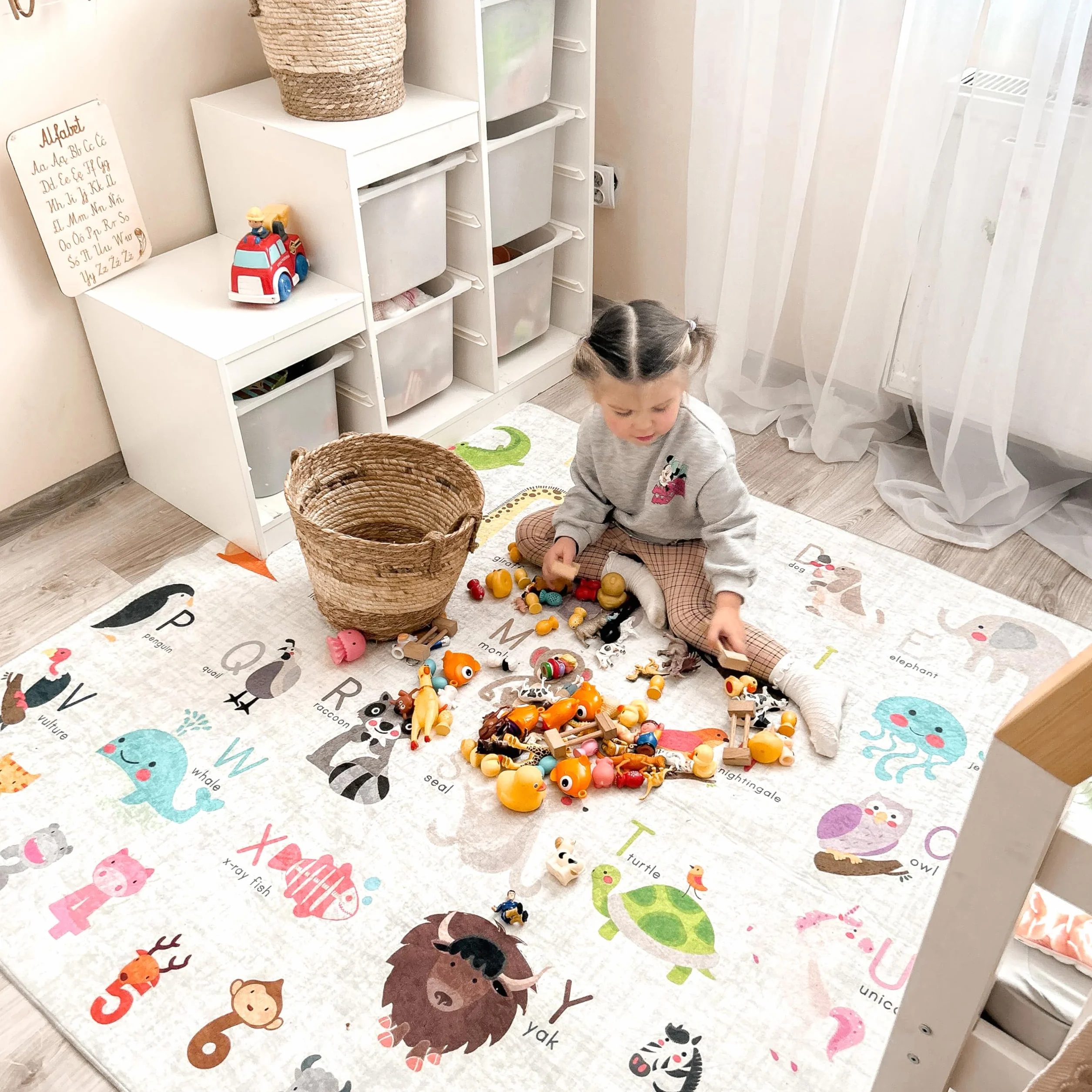 HAMUR HOME Tappeto Da Gioco Per Bebè Tappeto Da Gioco Antiscivolo Tappeto Per Gattonare Pieghevole 150 X 150 Cm Per Camerette Stanze Dei Giochi Lavatrici Tappetino (Animali)