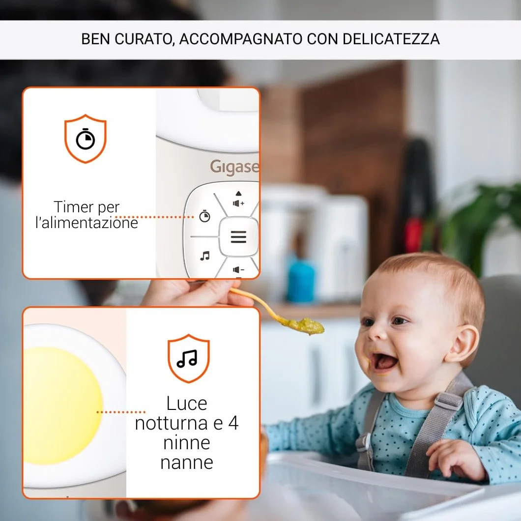 Gigaset BABY 100 Audio Baby Monitor DECT 300m Luce notturna Grigio caldo