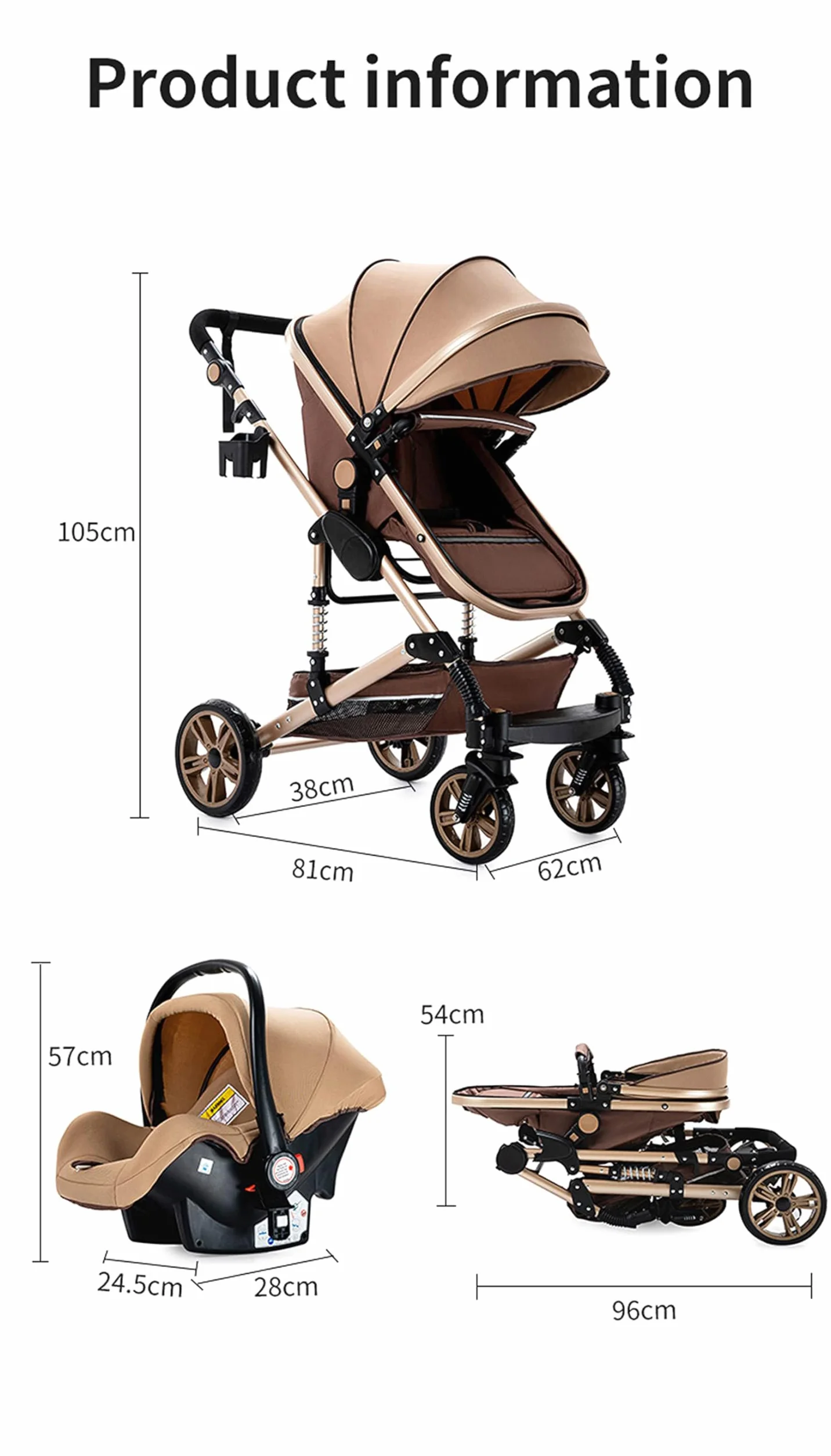 Magic ZC Passeggino Trio 3 in 1 Push Reversibile in Alluminio Pieghevole (739 Grey)