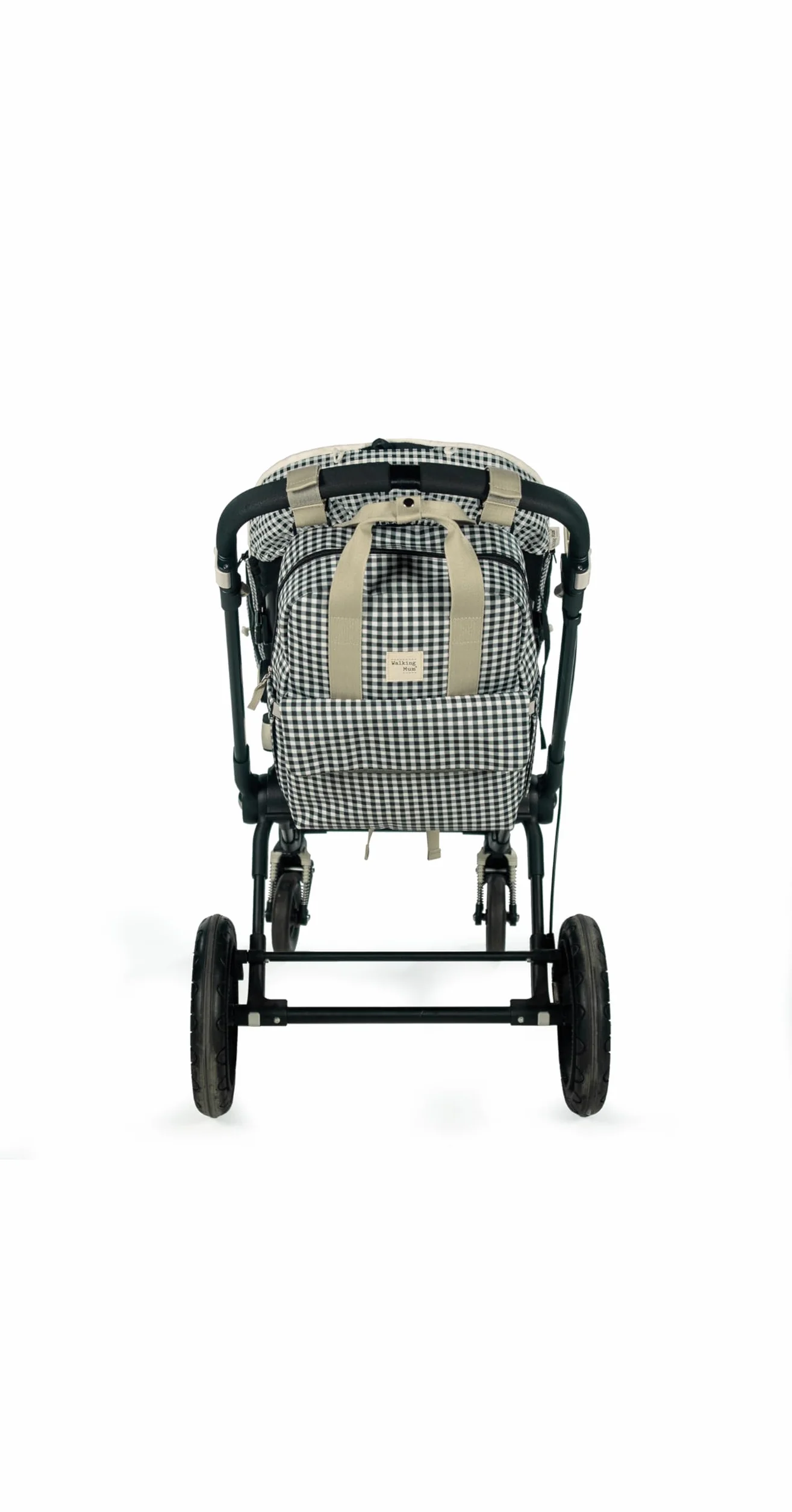 Borsa zaino I Love Vichy per passeggino, nero, 37x28x12 cm