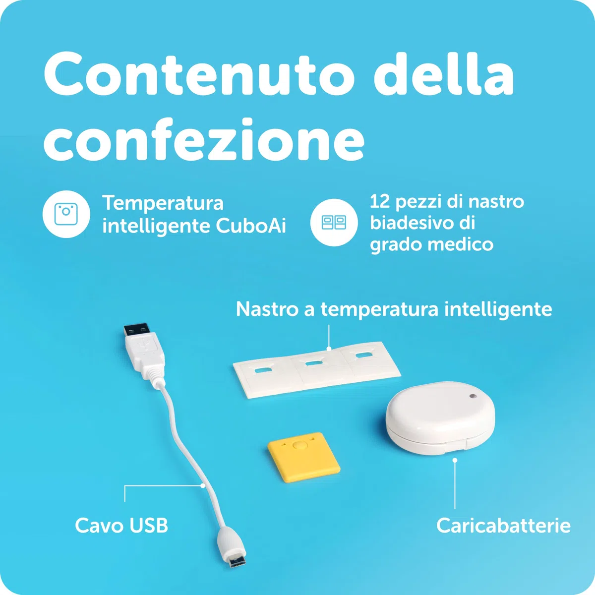 Temperatura intelligente CuboAi | Sensore termico di grado medico per monitorare continuamente la temperatura del bambino | Termometro ascellare indossabile | Deve essere abbinato Baby Monitor CuboAi