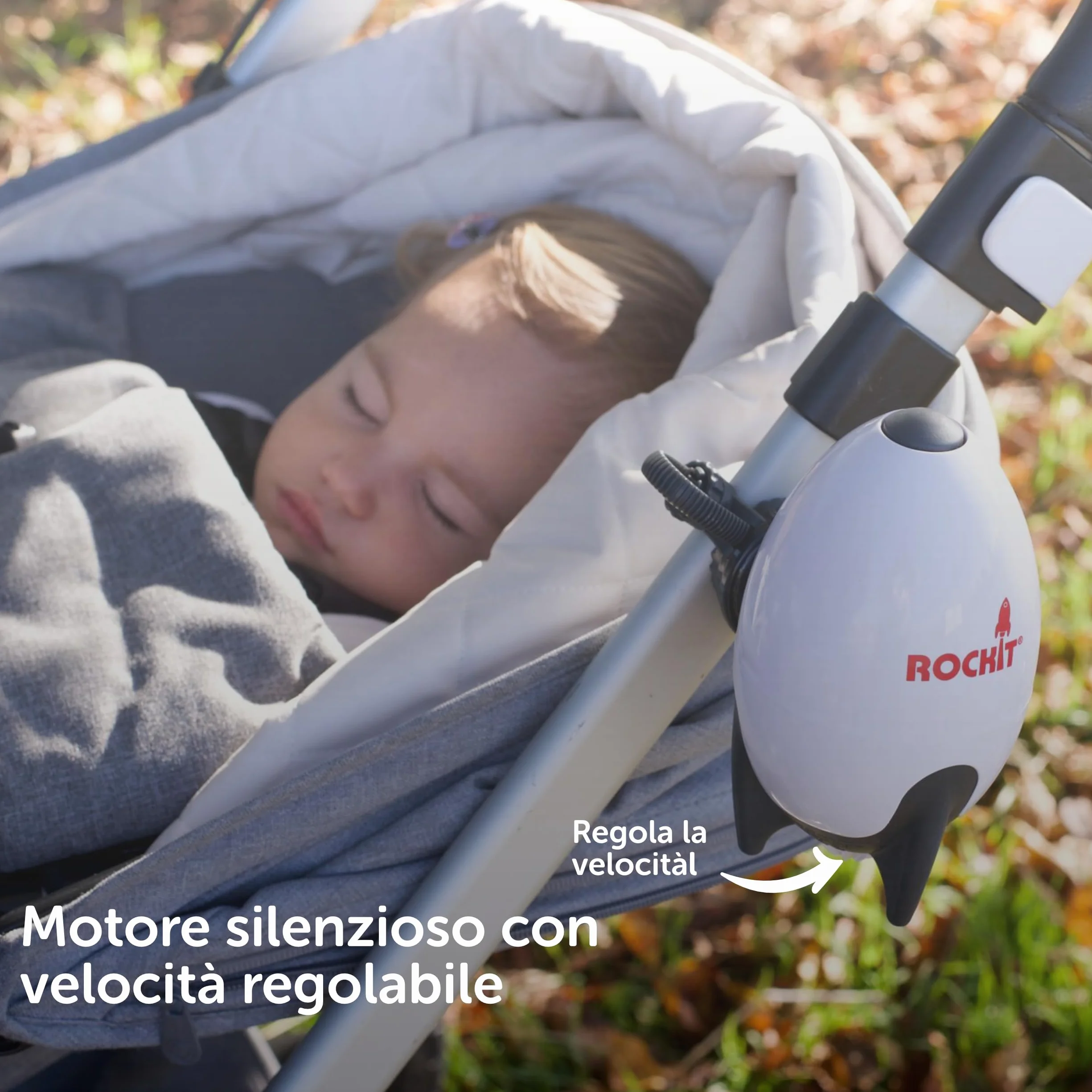 Rockit Rocker ricaricabile – Baby Sleep Aid per passeggino, velocità regolabile, timer 60 minuti