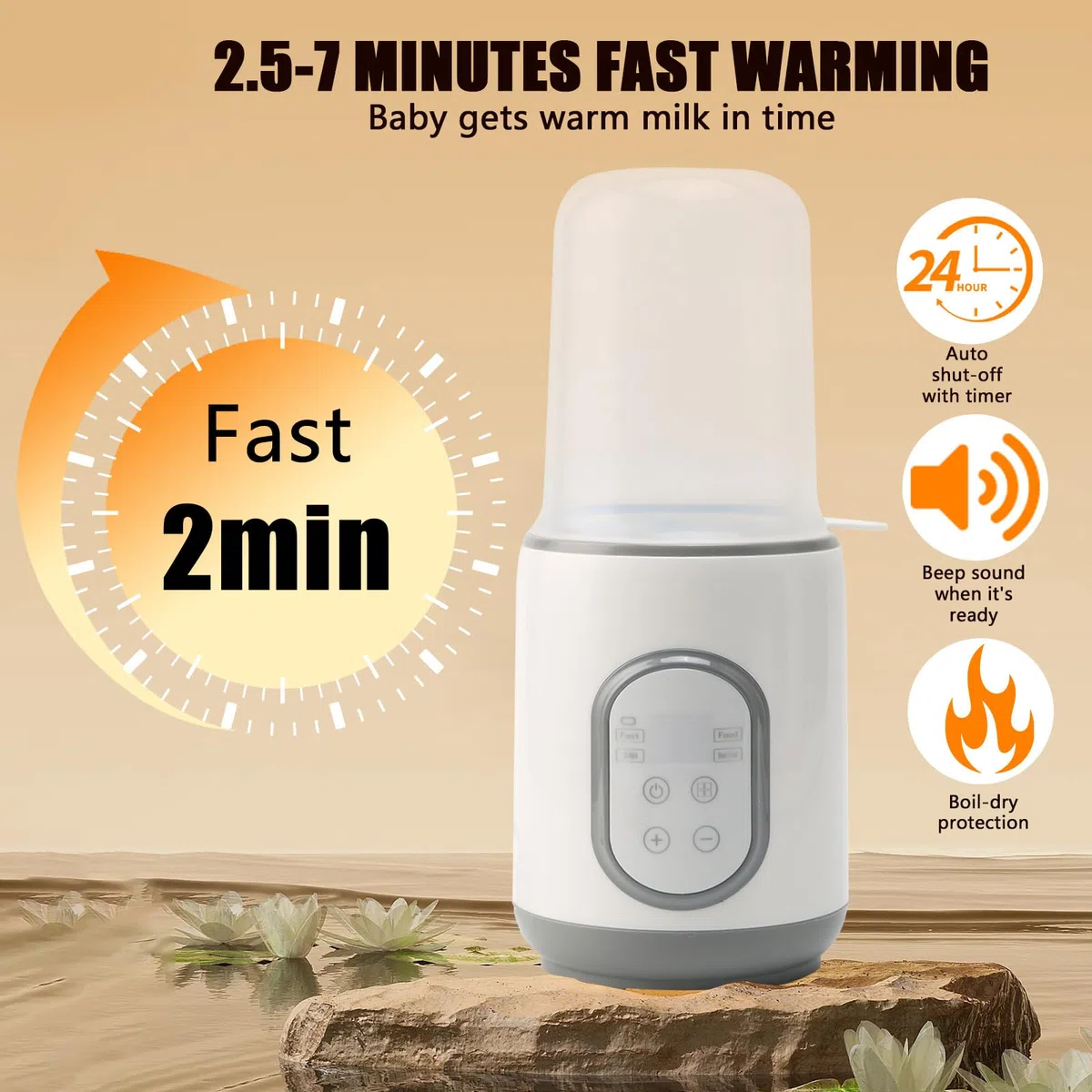 Scaldabiberon 8 in 1 veloce per bambini, scalda biberon portatile con timer e spegnimento automatico, riscaldamento rapido e scongelamento materno