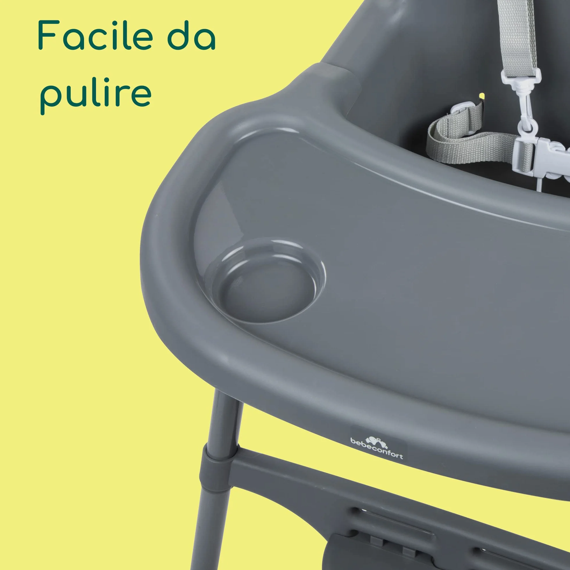 Bebeconfort Meely Seggiolone Pappa Portatile 2 in 1 Convertibile in Sedia Bambini, Seggiolone Evolutivo 6 Mesi-3 Anni, Leggero 3,3 kg, Cintura a 5 Punti, Dark Grey