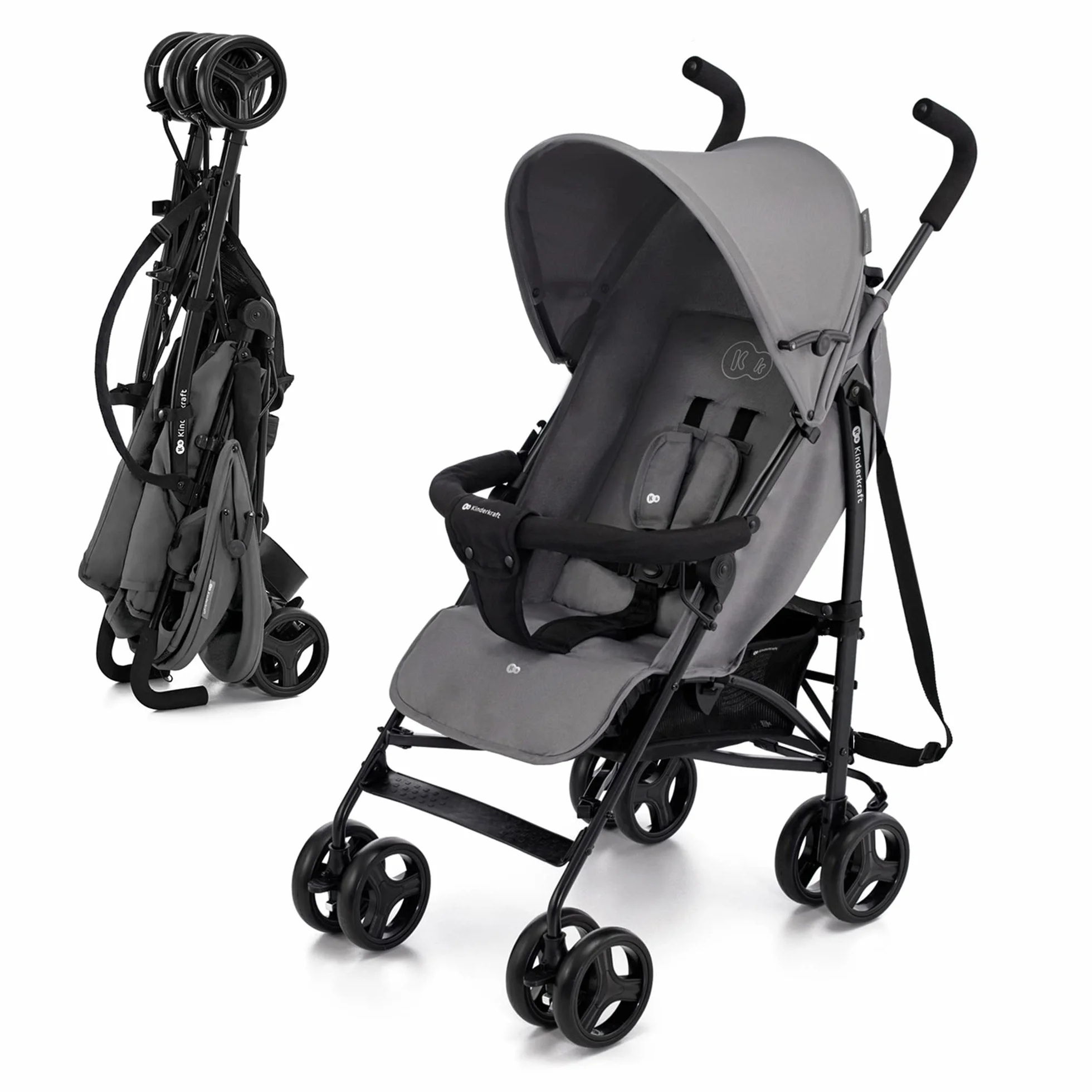 Kinderkraft TIK Passeggino Leggero e Compatto 6,5 kg, Pieghevole, Reclinabile, fino a 15 kg, Grigio