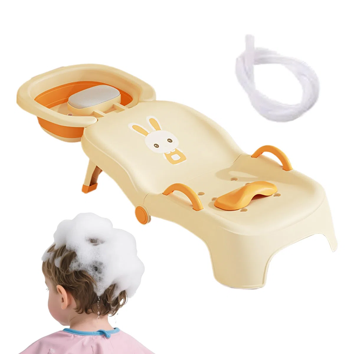 Sedia Shampoo Per Bambini | Sgabello Pieghevole per Lavaggio Capelli Bimbi Bagno,Poltrona Reclinabile Per Lavaggio Capelli Utilizzo Domestico E Professionale 0-10 Anni