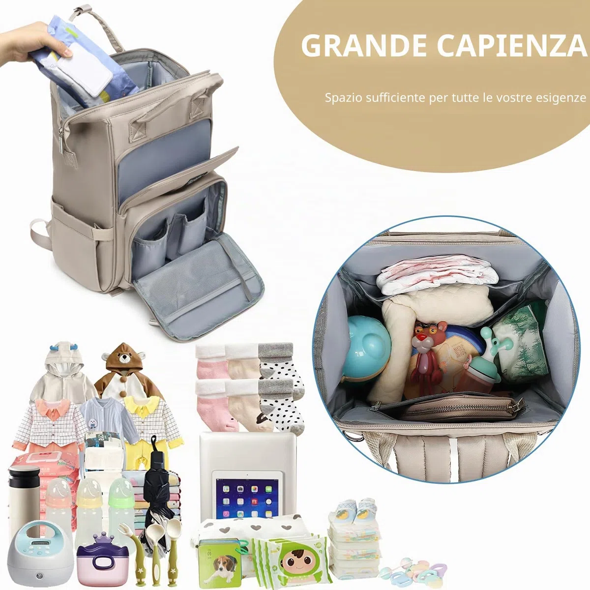 Pomelo Best Zaino Fasciatoio per Bambini con Fasciatoio Impermeabile Grande Capacità Borsa Passeggino per Viaggi - Serie Macaron