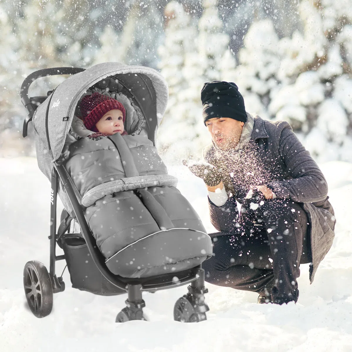 Zamboo Sacco Passeggino Invernale e per Carrozzine - Coprigambe Passeggino Universale Invernale con Banda Riflettente, con Borsa - Grigio
