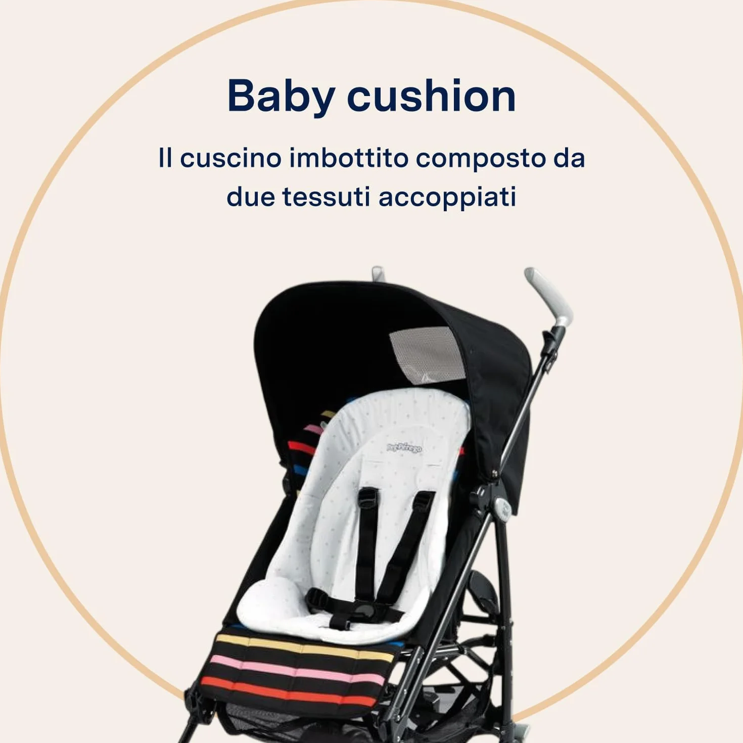PEG Baby Cushion Cuscino Riduttore Imbottito Universale Cotone Jersey Passeggini Seggioloni Peg Perego