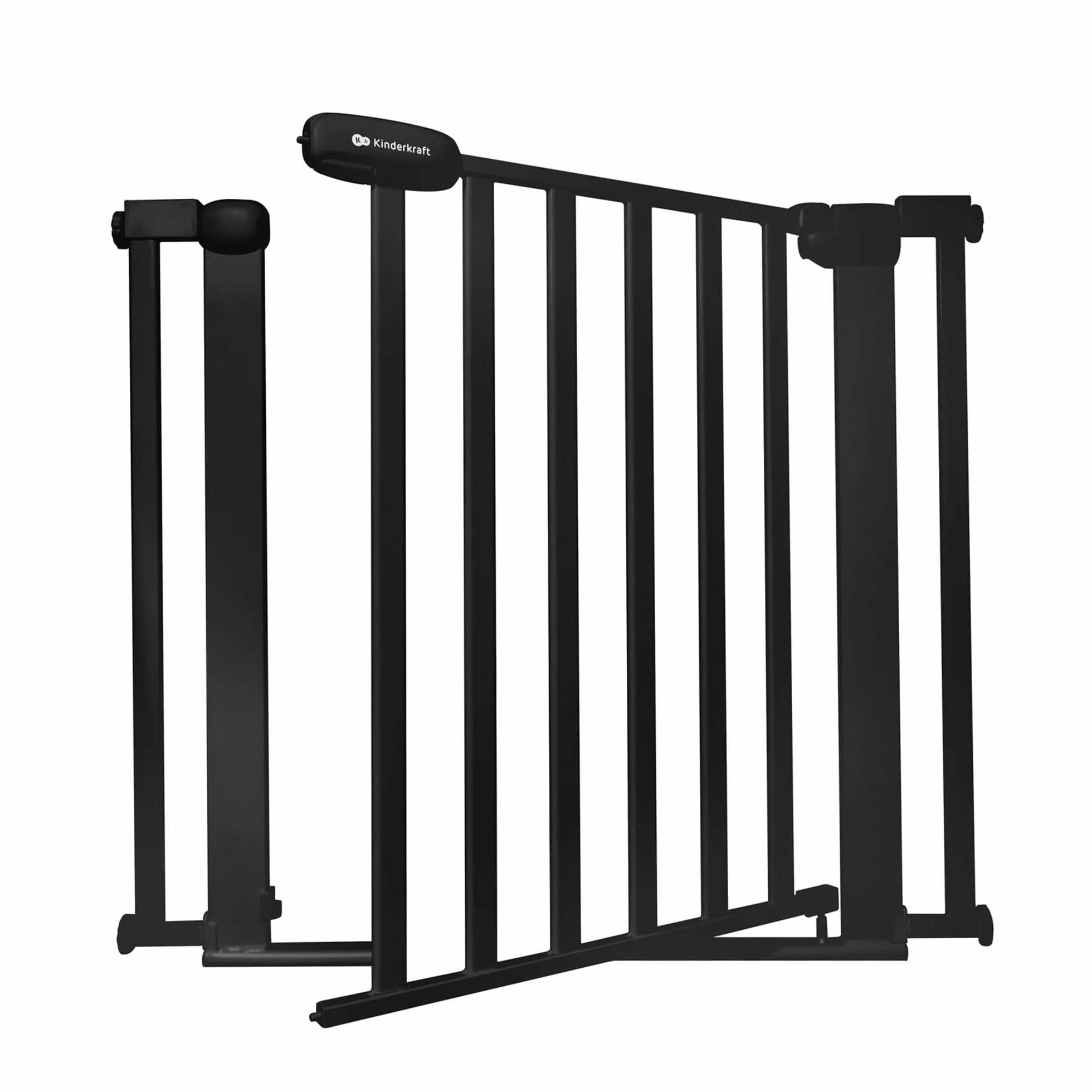 Kinderkraft LOCK&GO Cancelletto di sicurezza da 75-103 cm, Chiude automaticamente di 90 gradi, Doppio dispositivo di sicurezza, Previene di inciampare, Nero