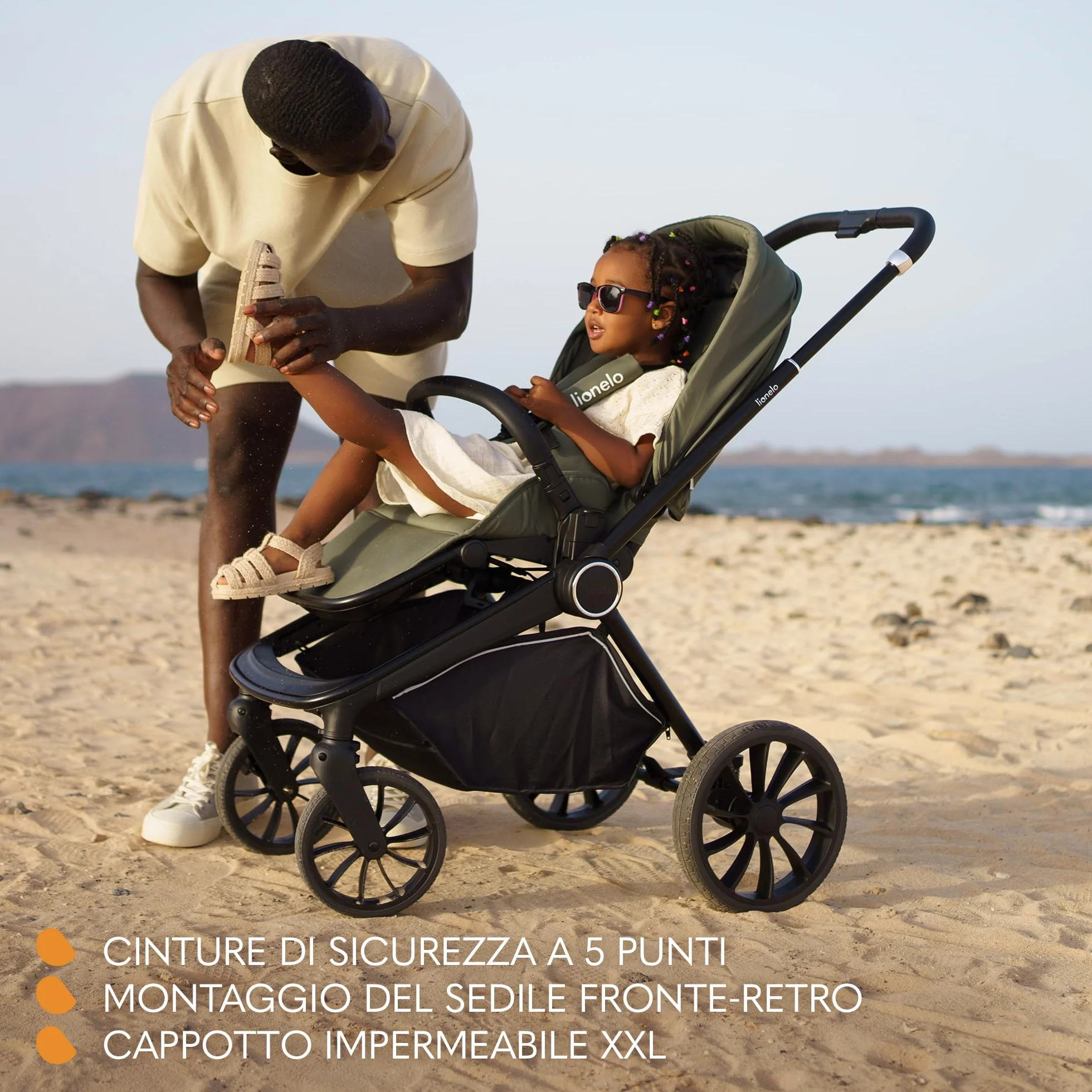 LIONELO MIKA PLUS 3in1 Passeggino Trio Neonati 0-48 Mesi 22kg Navicella 9kg Seggiolino Auto Ovetto 13kg