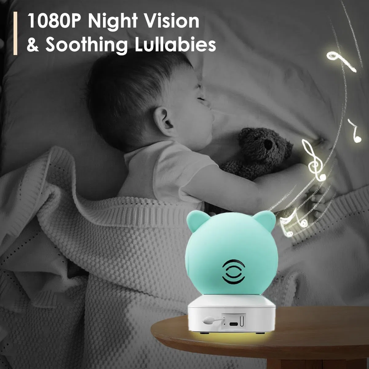 Video Baby Monitor 2K con Display 5",Telecamera a 360°,App iOS/Android,Rilevamento Pianto/Movimento/Temperatura,Visione Notturna,Batteria Potente,con/senza WiFi,per Neonati e Bambini