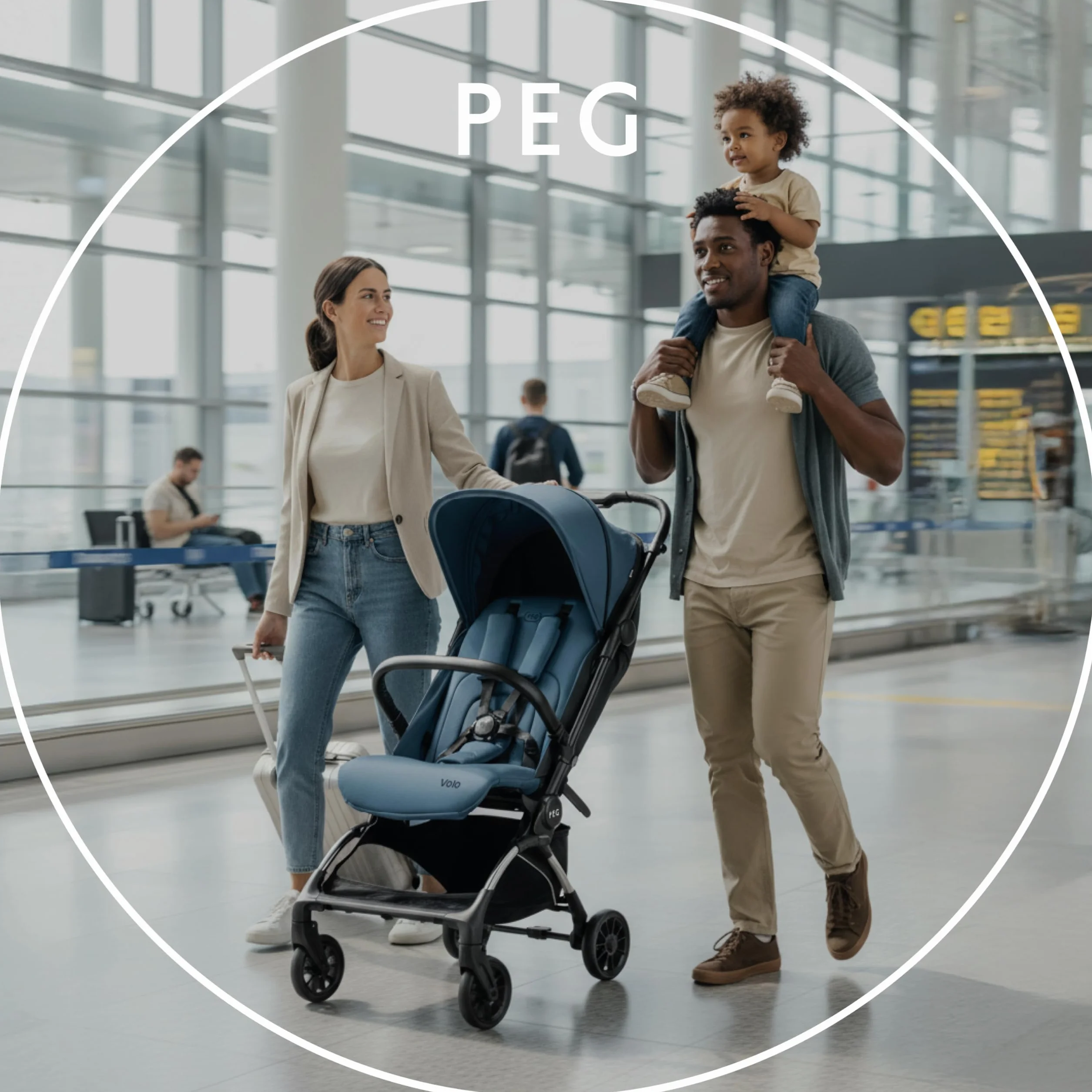 PEG Passeggino Leggero Volo Tahiti, Compatto per Aereo, Omologato Cappelliera, Fino 22 kg, con Parapioggia e Borsa