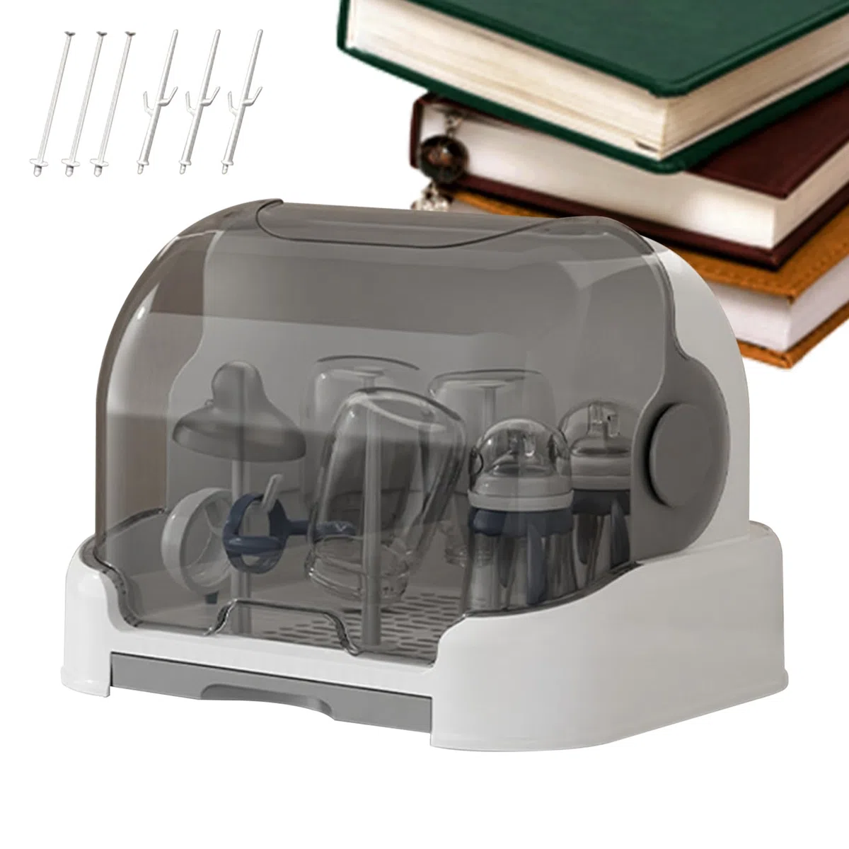 Generico Organizzatore Portabiberon - Porta Biberon con Coperchio per Allattamento,Contenitori Antipolvere per Alimentazione a Pompa Dispensa Top Cucina Bagno Camera Ufficio Asilo Casa