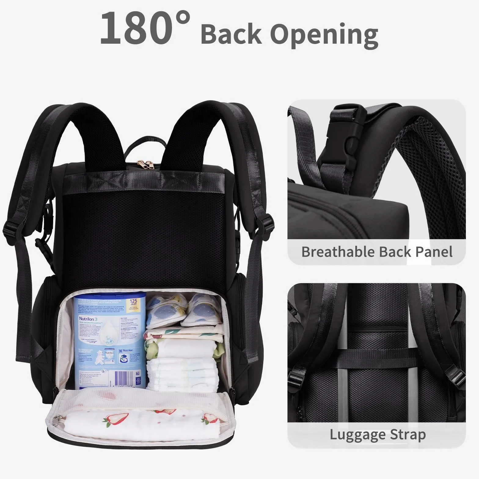 CEI-CEI Zaini Fasciatoio per Neonati Borsa Multifunzione Impermeabile in Neoprene con Tasca Isolata Zaino per Pannolini da Viaggio con Portabebè Integrato
