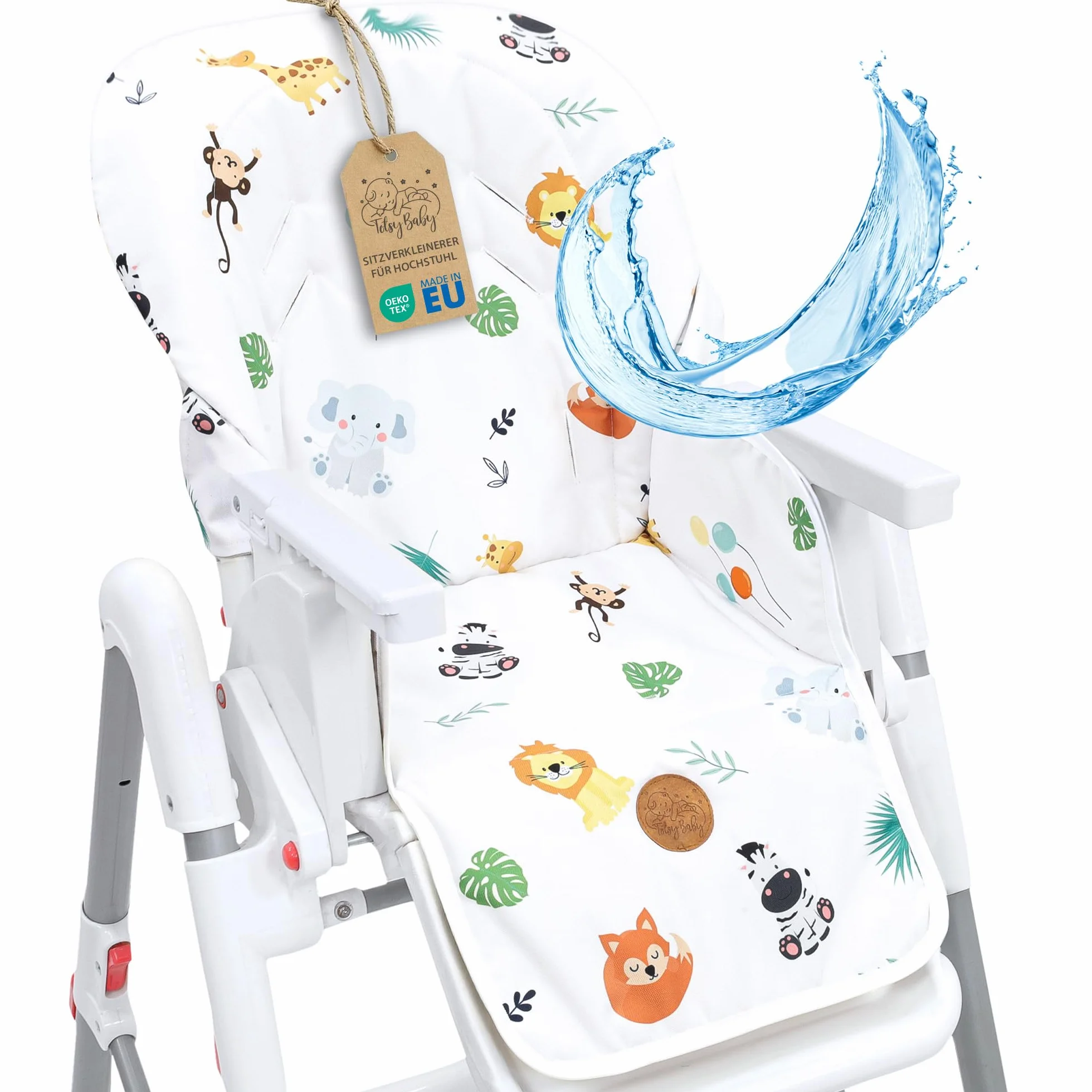 Copri seggiolone pappa universale Oeko-Tex Safari impermeabile cuscino imbottitura riduttore per sedia