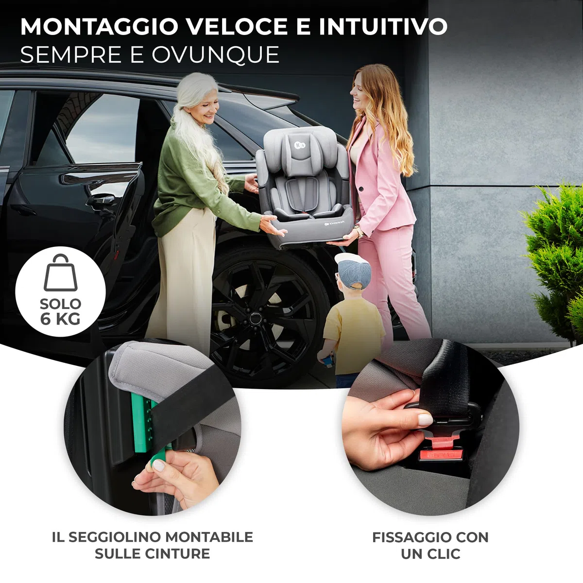 Kinderkraft COMFORT UP I-SIZE 76-150 cm Seggiolino auto 9-36 kg, Poggiatesta Regolabile di 11 livelli, Seduta spaziosa, Cinture di Sicurezza, Inserto modulare dotato, Gruppo 1/2/3, Nero