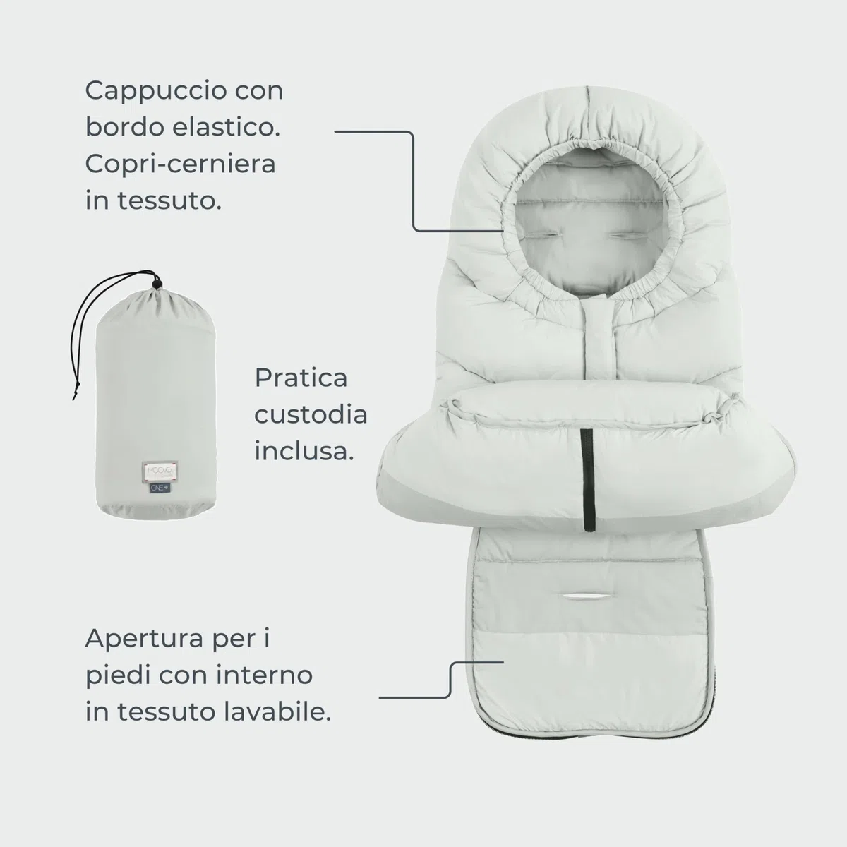 Nuvita 9920 Ovetto One+ | Sacco universale per passeggini e seggiolini auto | Protezione da 0 a 6 mesi (80cm)| Protezione fino a -18°C e Impermeabilità anti vento | Nero