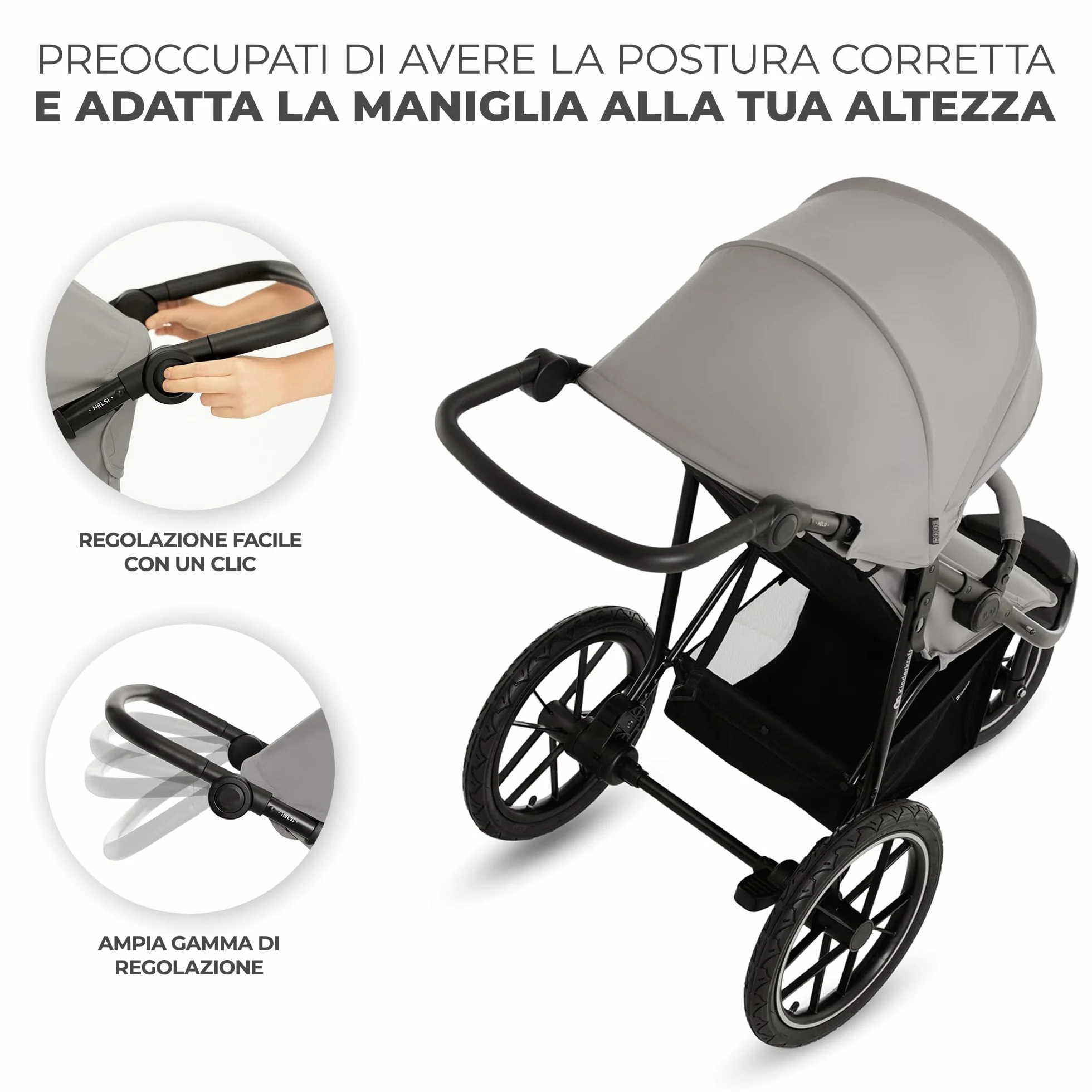 Kinderkraft HELSI 2 Passeggino leggero 3 ruote, 27 kg, szare