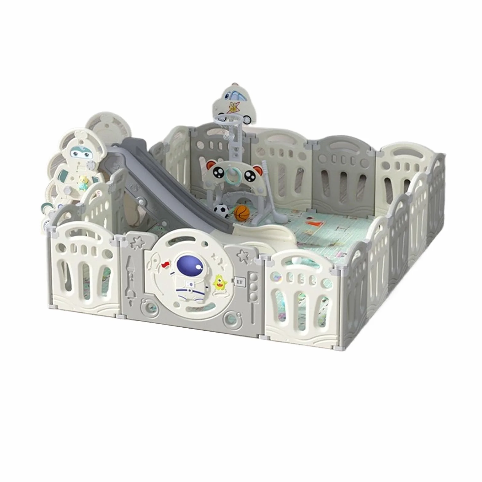 Magic ZC Box Bambini, Centro Attività Infantile Parco Giochi con Schiuma Anticollisione, Box Neonato Grande Pieghevole per Interni ed Esterni (Y 12+2 Combo)