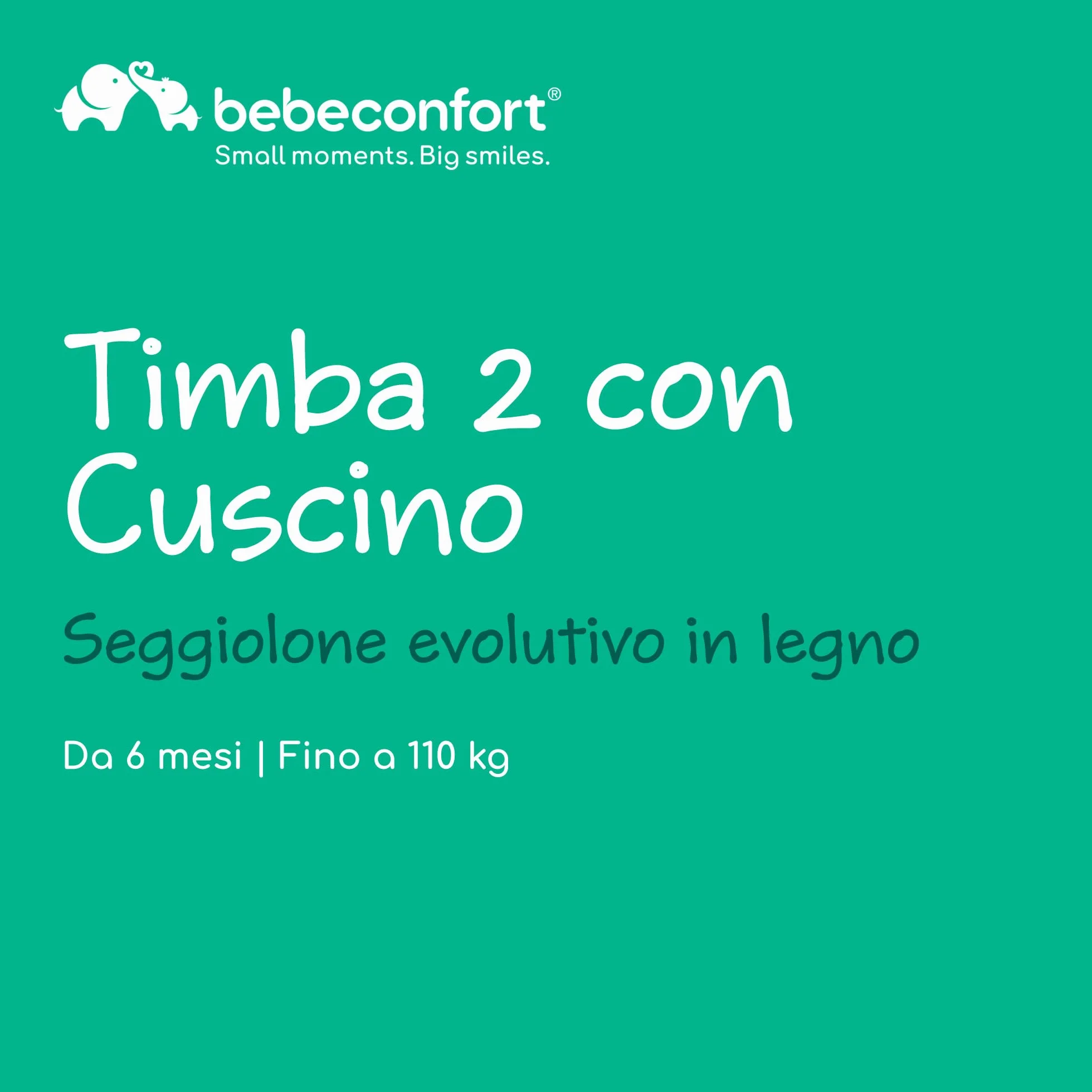 Bebeconfort Timba 2 Seggiolone Pappa Evolutivo in Legno, 6+ Mesi, Fino a 110 kg, Regolabile in Altezza, Grey Mist