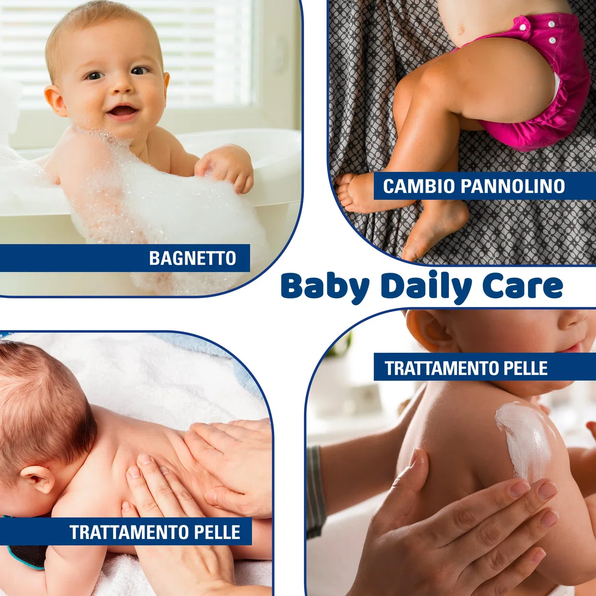 Helan, Linea Bimbi - Set Bagnetto Neonato, Beauty Case Neonato Kit Nascita Igiene con Crema Corpo Idratante, Bagnoschiuma Shampoo, Crema Cambio Pannolino e Olio Corpo, Prodotti Bagno per Idee Regalo