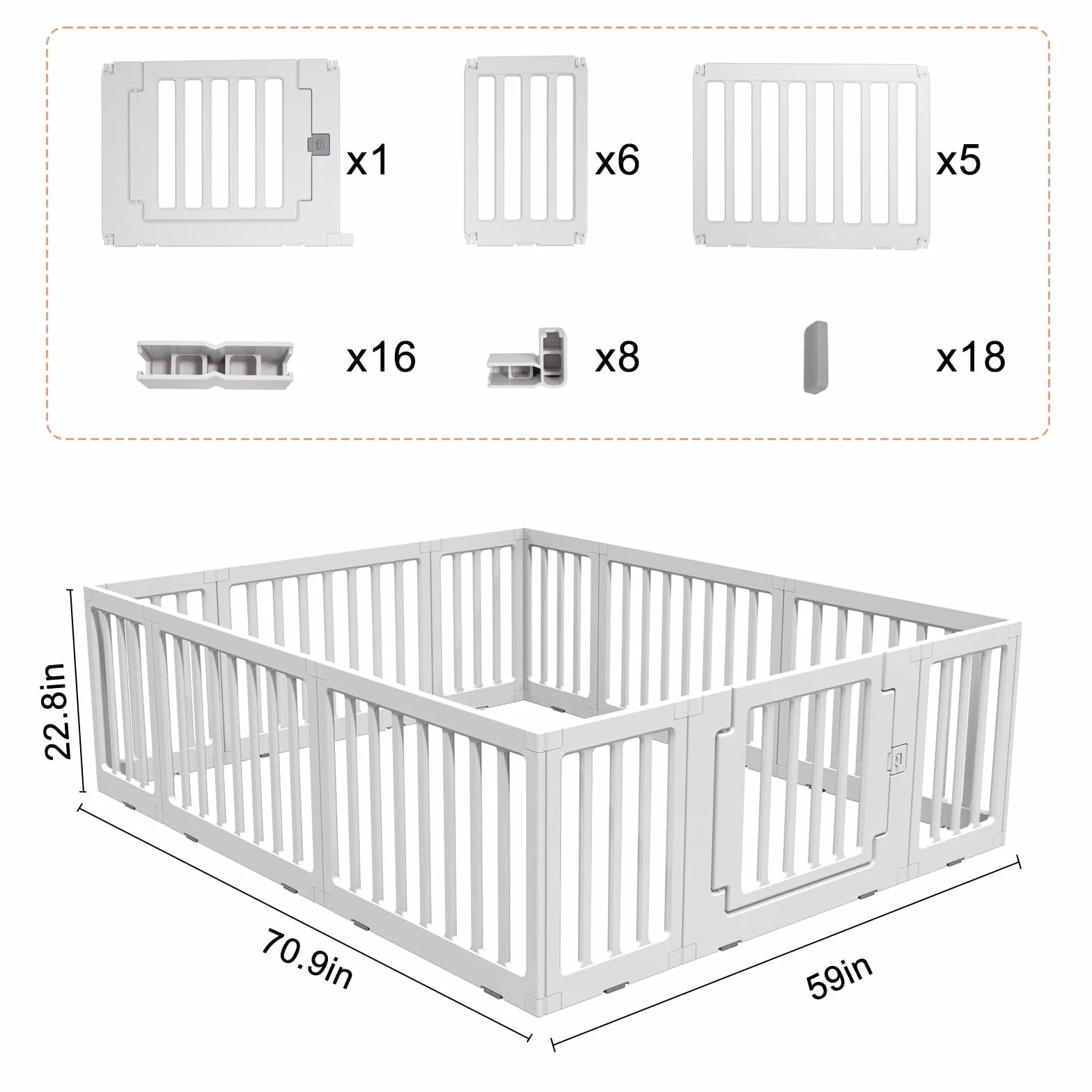 Box per Bambini Pieghevole Recinto Sicurezza Barriera Giochi Protezione 150 x 180 cm