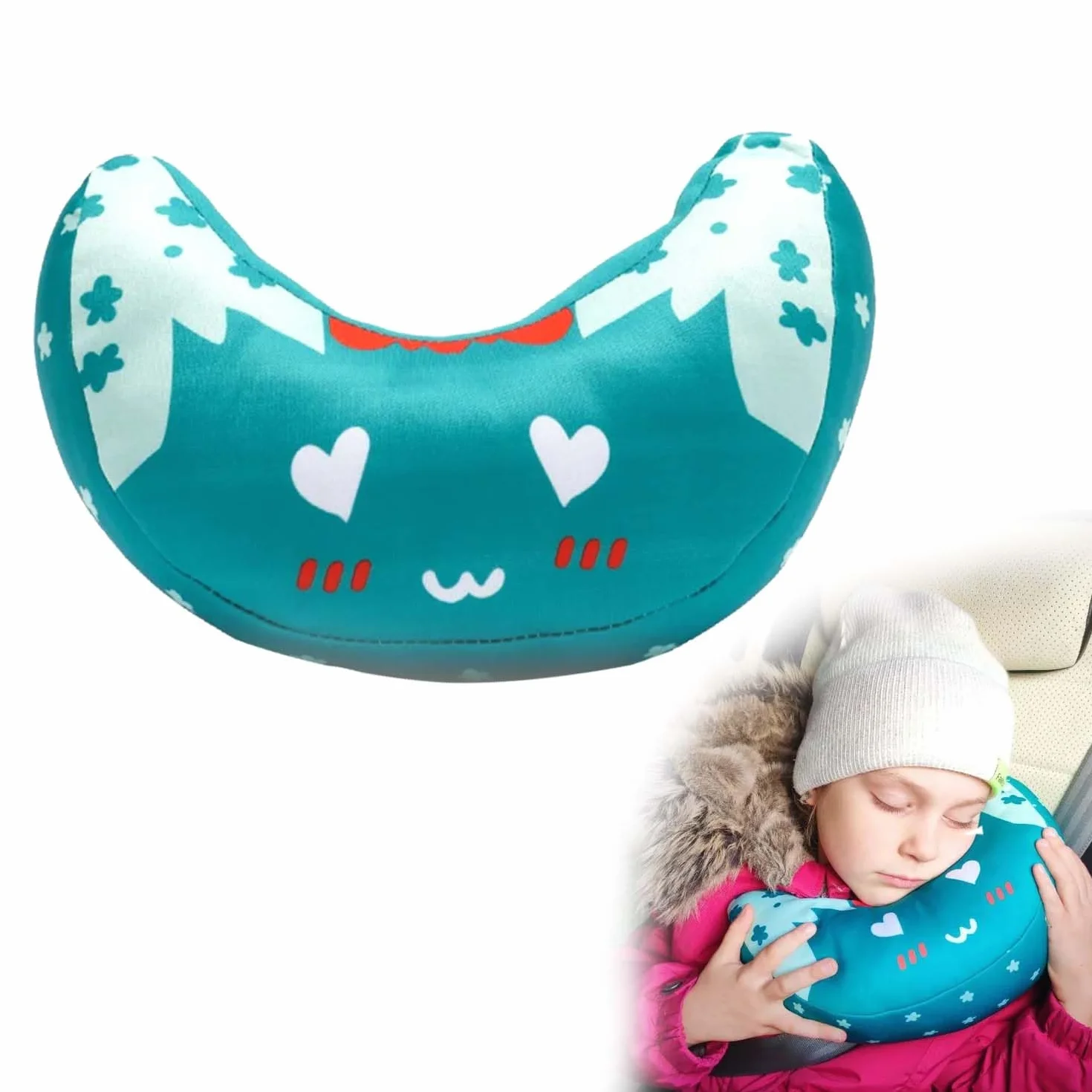 Cuscino per Cintura per Bambini, Poggiatesta Auto per Bambini, Cuscino per il Collo, CopriCintura, Cuscino per Sedile Auto, Cuscino per Cintura, Lavabile in Lavatrice