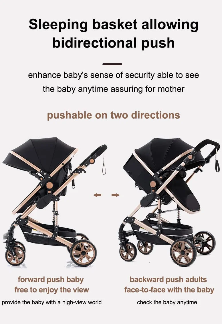 Passeggino 3 in 1 Trio Carrozzina Pieghevole Neonato Rosa