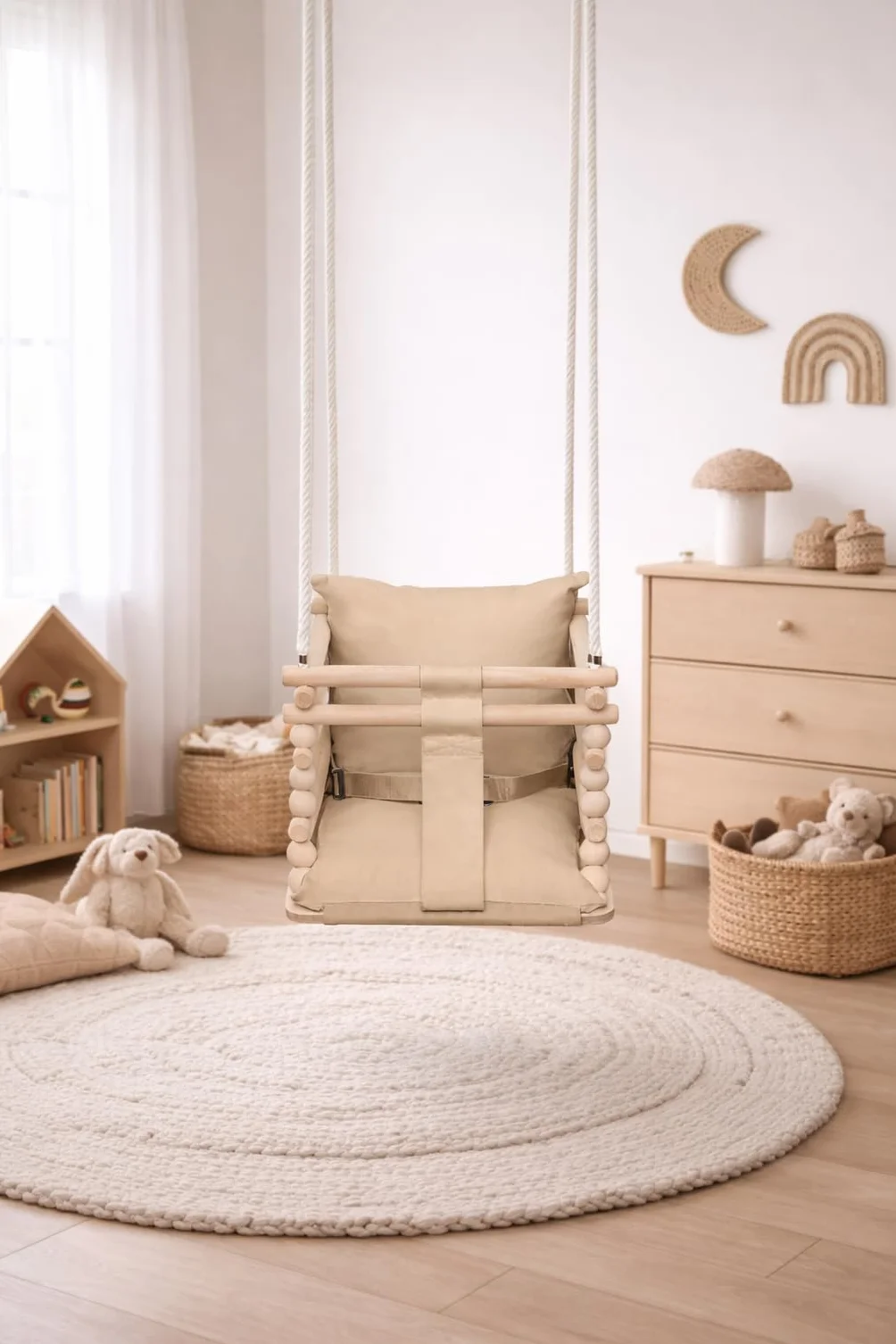 MAMOI Altalena 3 in 1 per neonati con imbracatura di sicurezza – altalena per bambini da 6 a 36 mesi, max. 20 kg, uso interno
