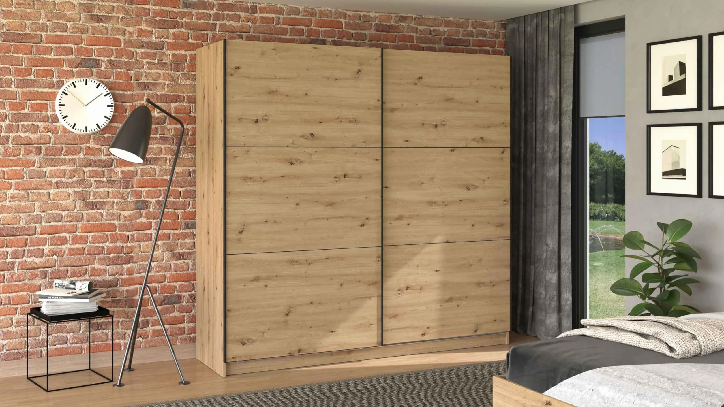 AVANTI TRENDSTORE Calvello Armadio con ante scorrevoli in legno laminato 217x210x62,5 cm