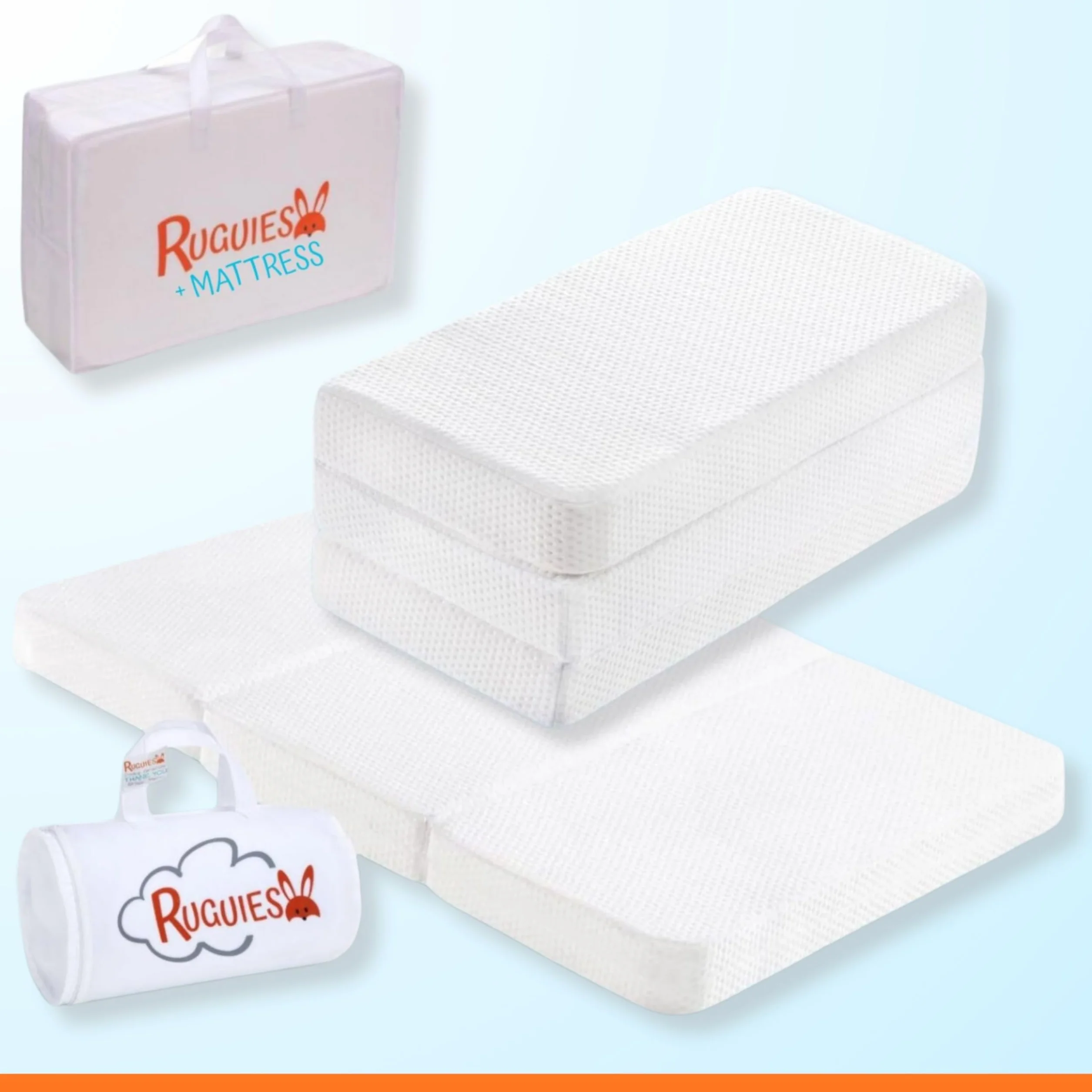Materasso Lettino da Campeggio-Materasso Lettino 120x60 Bambino-Tappetino neonati-Materasso per Culla,Pieghevole per il Massimo Comfort-OEKO-TEX-Per Brandina da Viaggio-Rivestimento Lavabile.