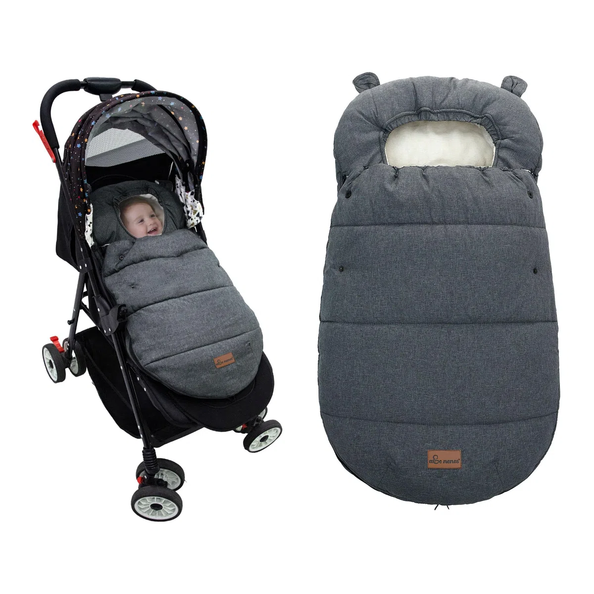 Sacco Invernale Passeggino Universale, Coprigambe Impermeabile Passeggino Termico, Sacco a Pelo per Passeggino, 90 x 52cm (Grigio Scuro)