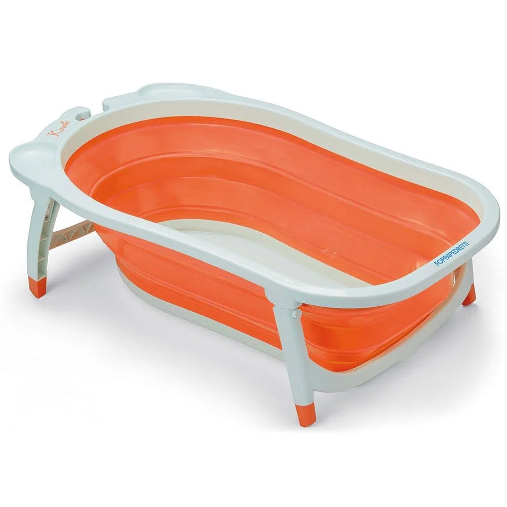 Foppapedretti Vaschetta da bagno Pieghevole Soffietto, Morbida, Comoda e Pratica, per bambini dalla nascita fino a 15 kg, Arancione